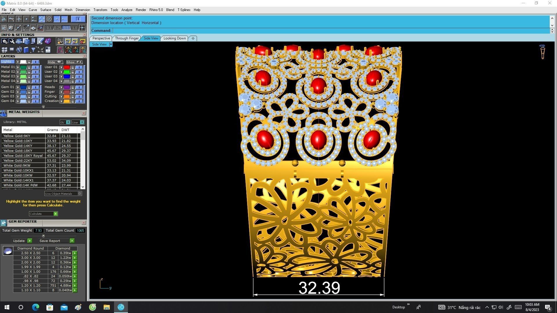 6469 Luxury Oval Ruby Diamond Woman Bangle 3D print model_7