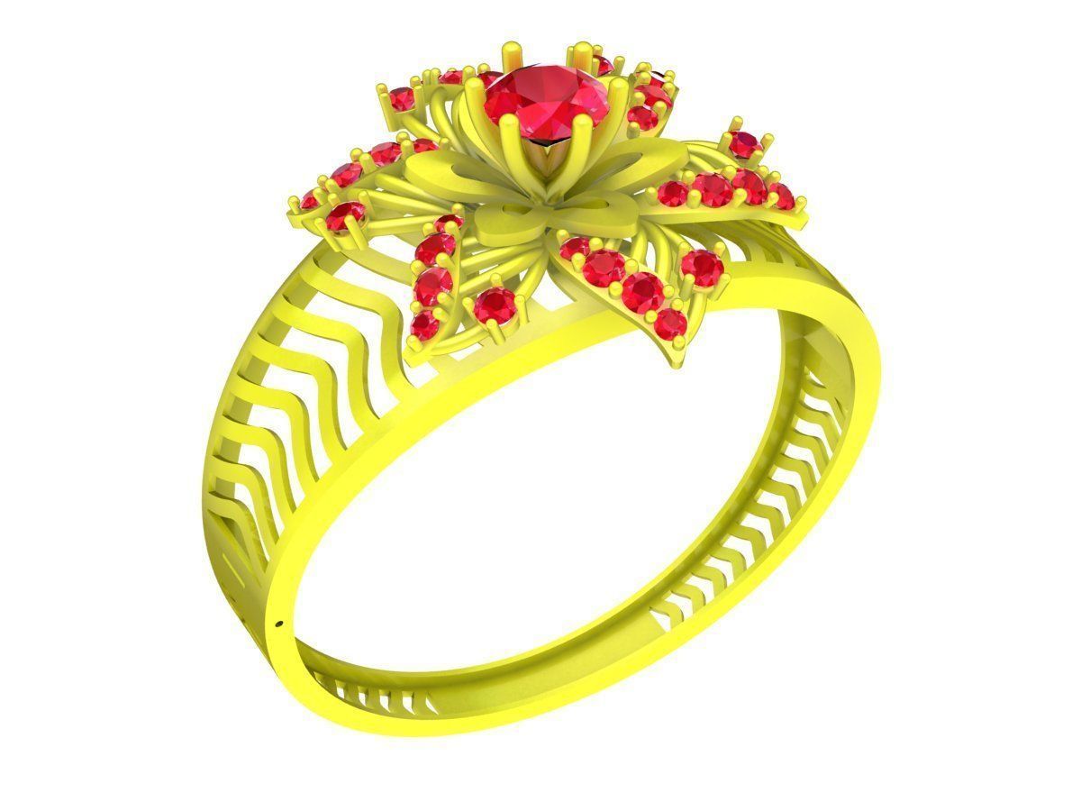 6440 luxury Flower diamond bangle 3D print model_4