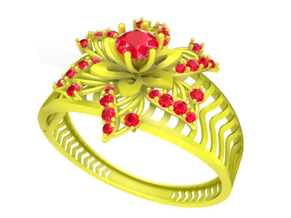 6440 luxury Flower diamond bangle 3D print model_1
