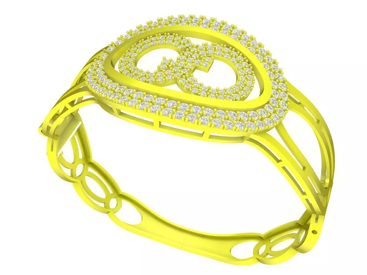 6444 fashion diamond bangle 3D print model_0