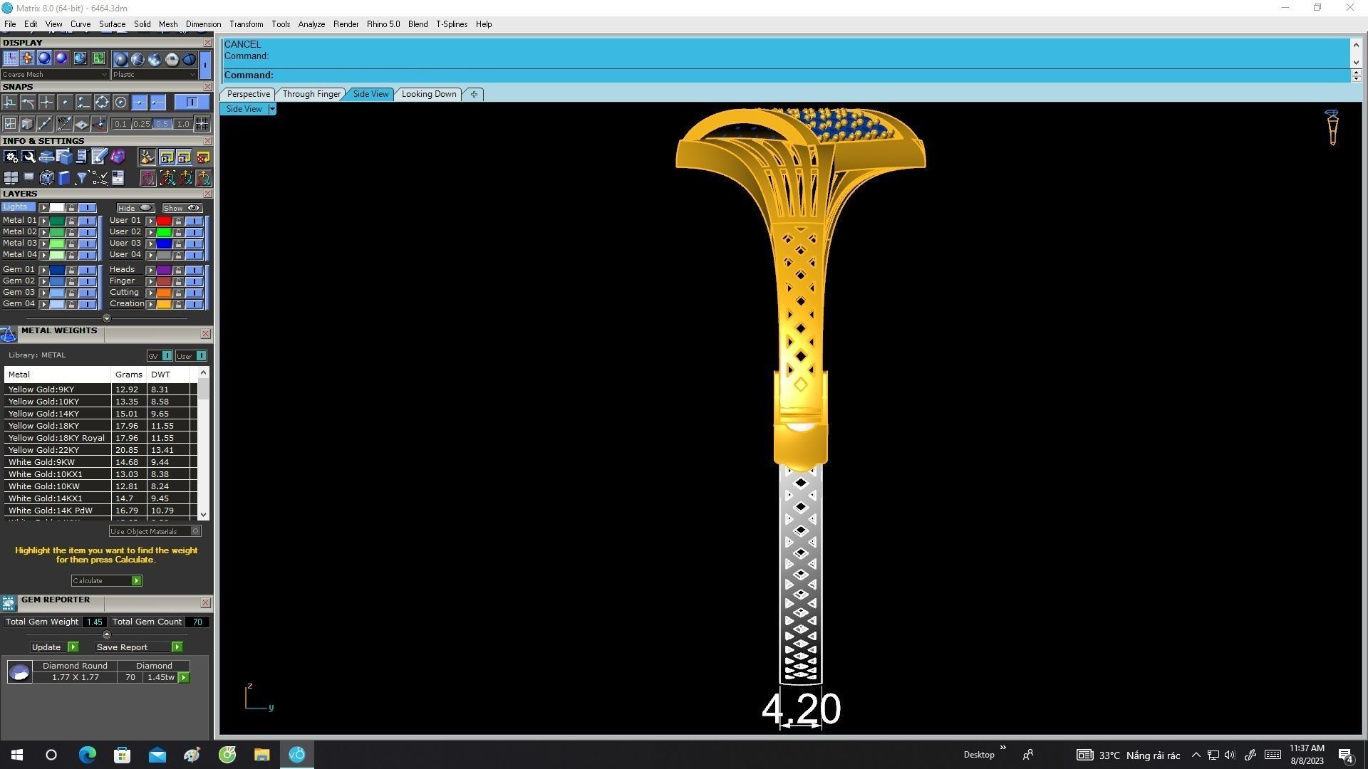 6464 vietnamese diamond bangle 3D print model_7