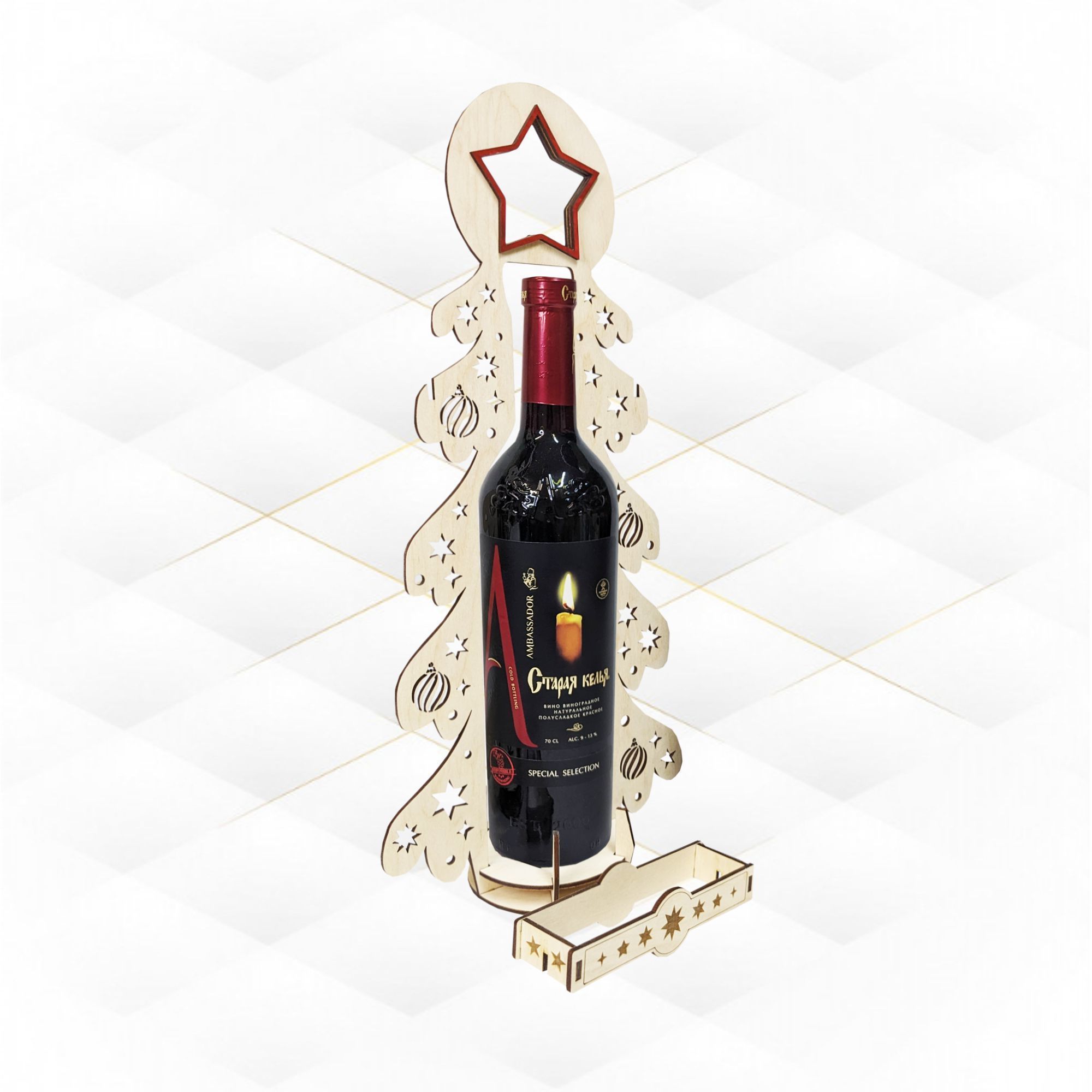 Wine box Christmas svg dxf design for laser cut 3D print model_4