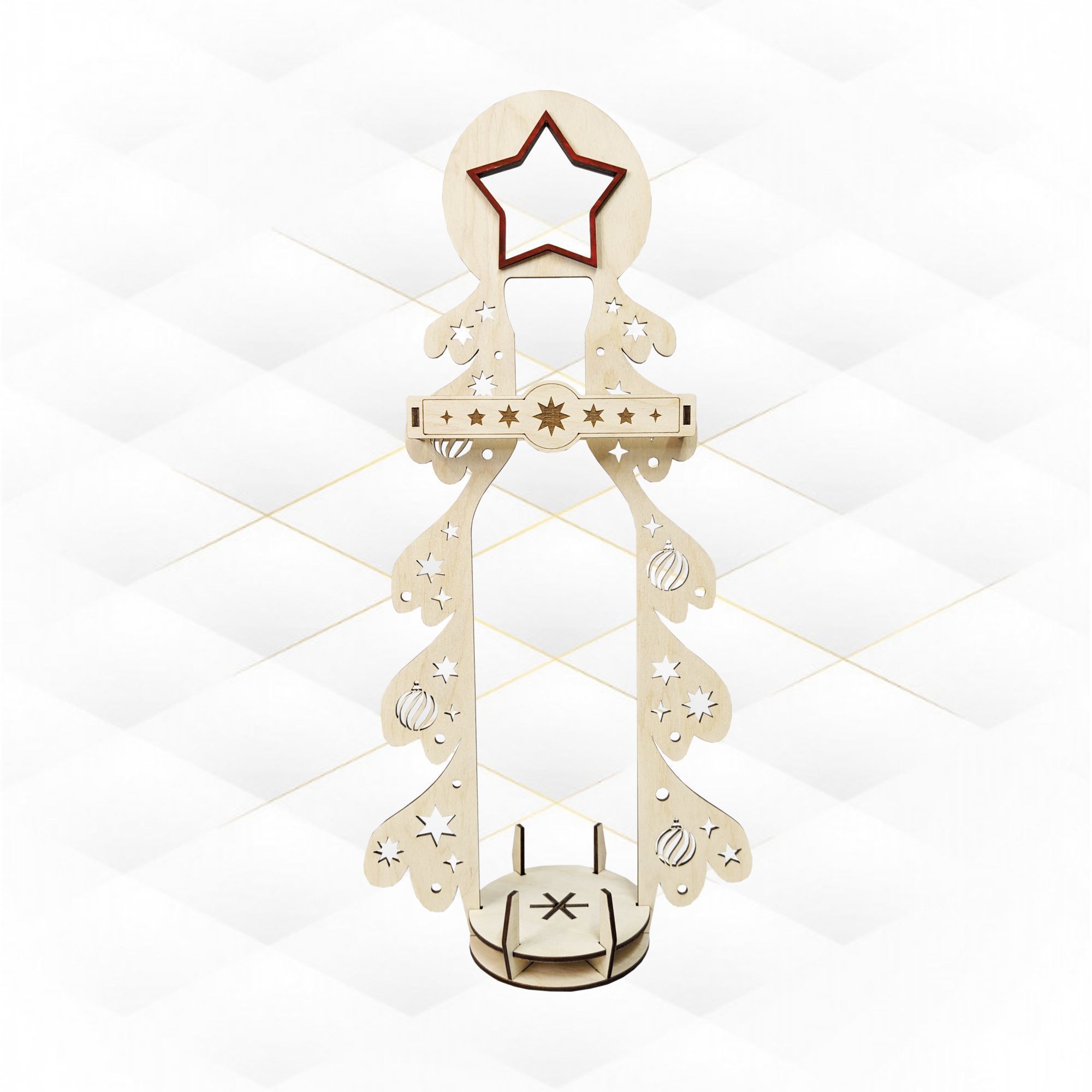 Wine box Christmas svg dxf design for laser cut 3D print model_3