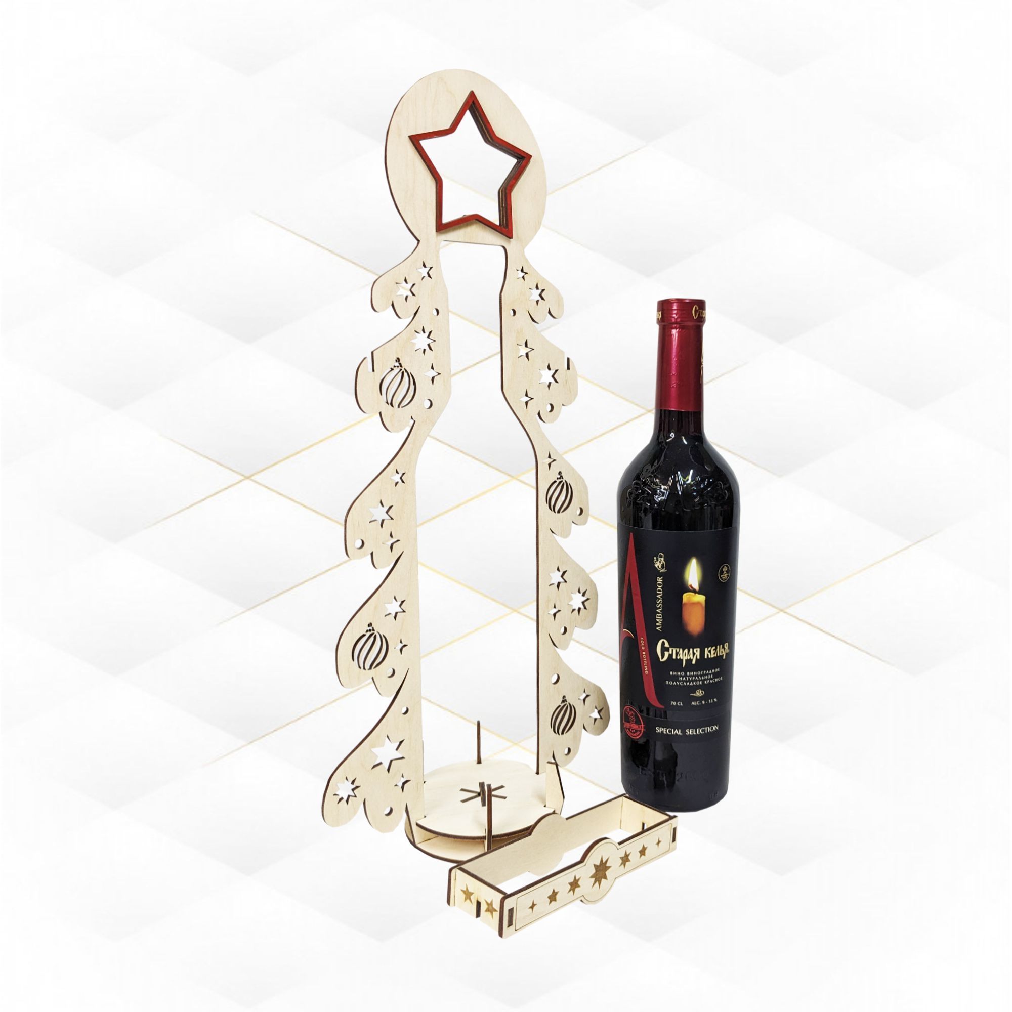 Wine box Christmas svg dxf design for laser cut 3D print model_1