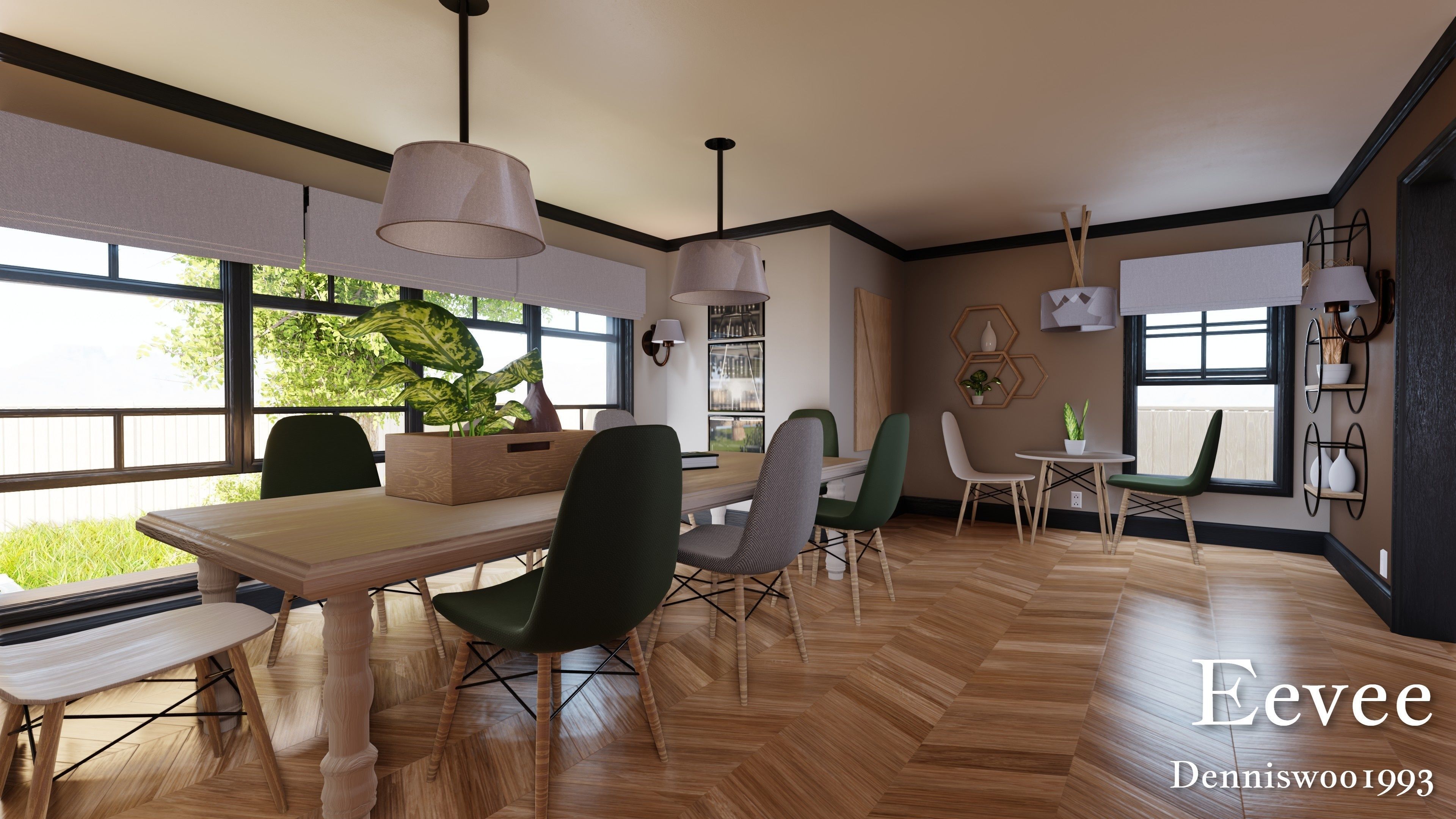 SHC Modular Classic Style American House 10 Low-poly 3D model_35