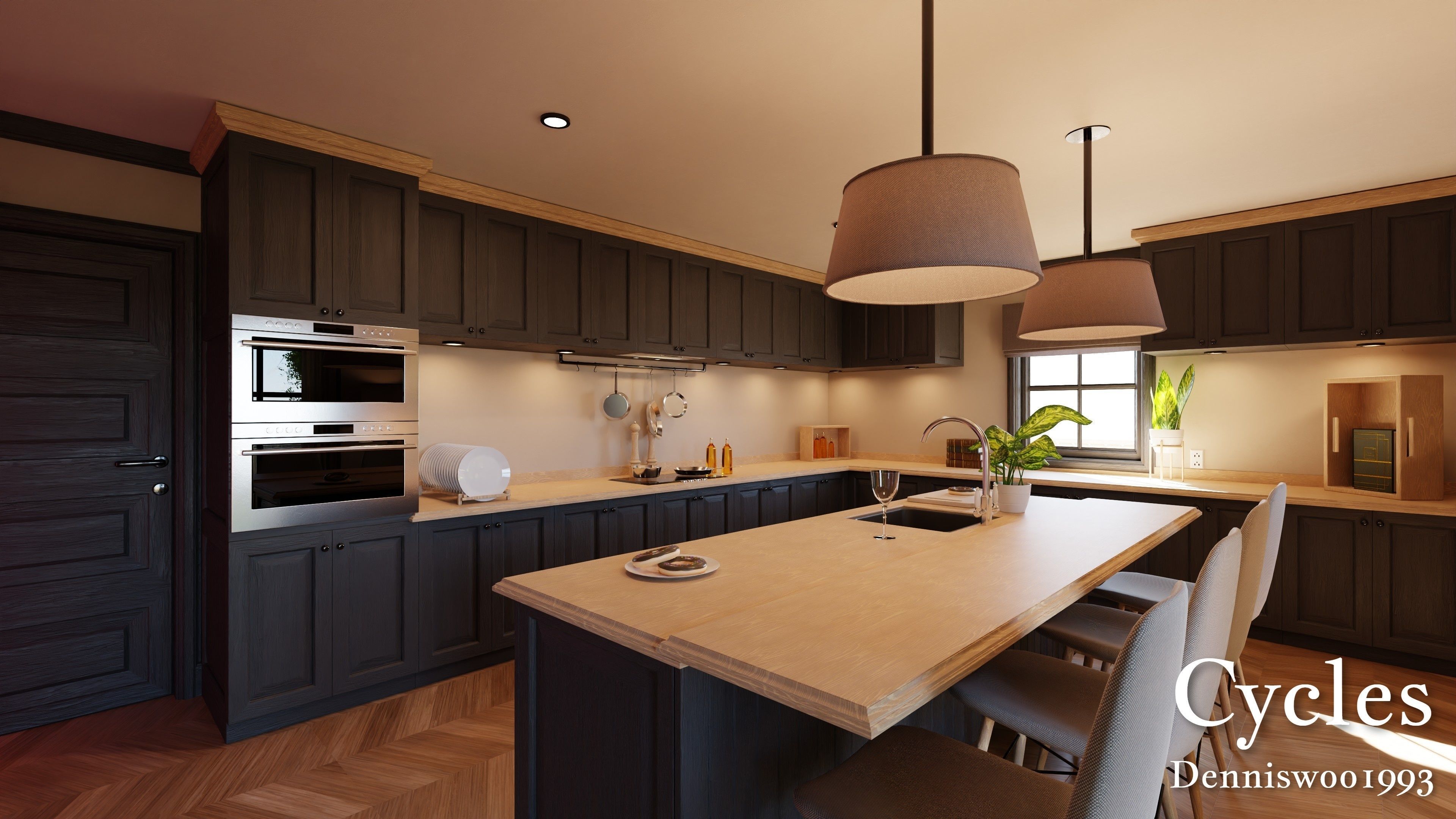 SHC Modular Classic Style American House 10 Low-poly 3D model_7