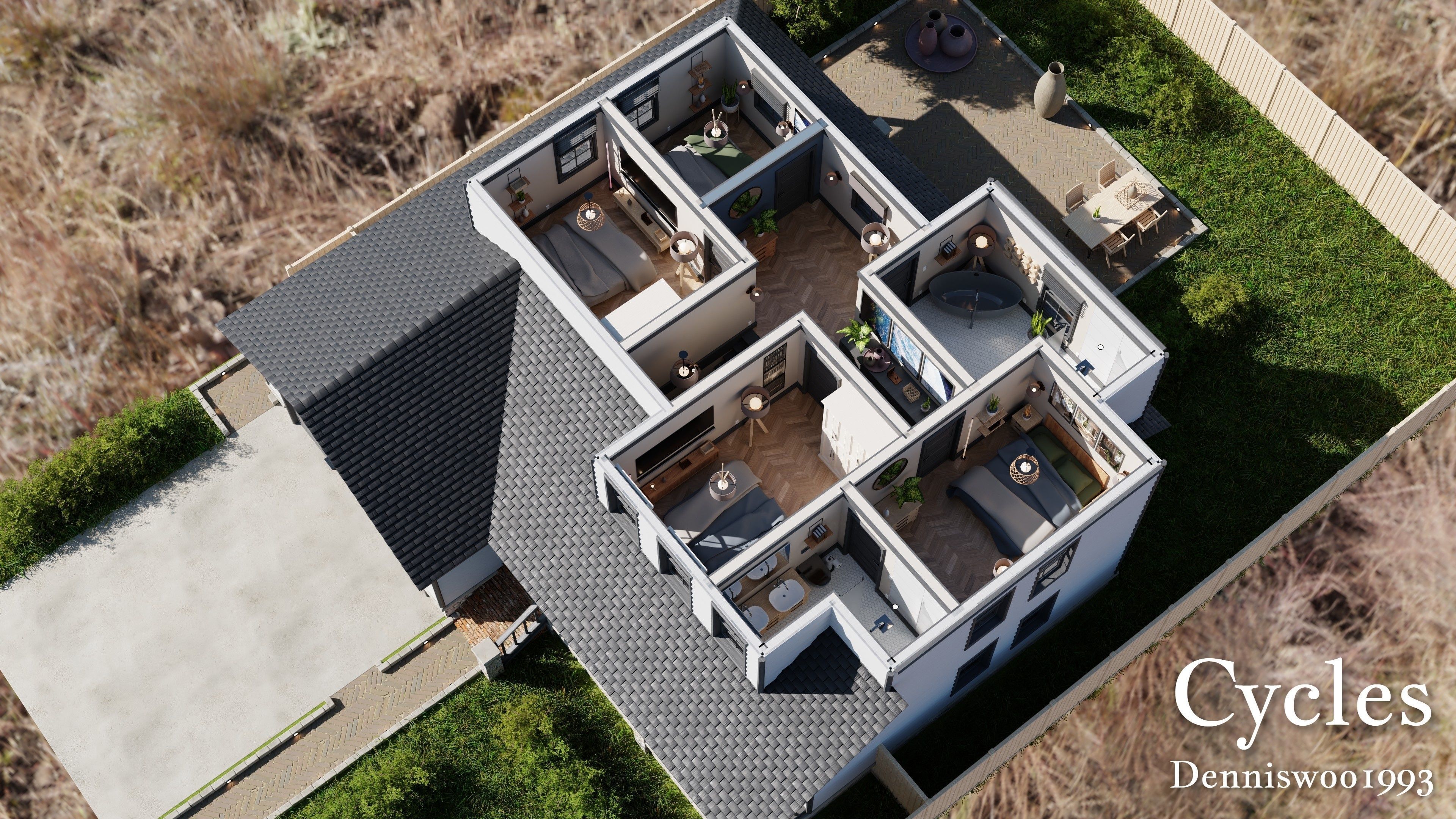 SHC Modular Classic Style American House 10 Low-poly 3D model_6