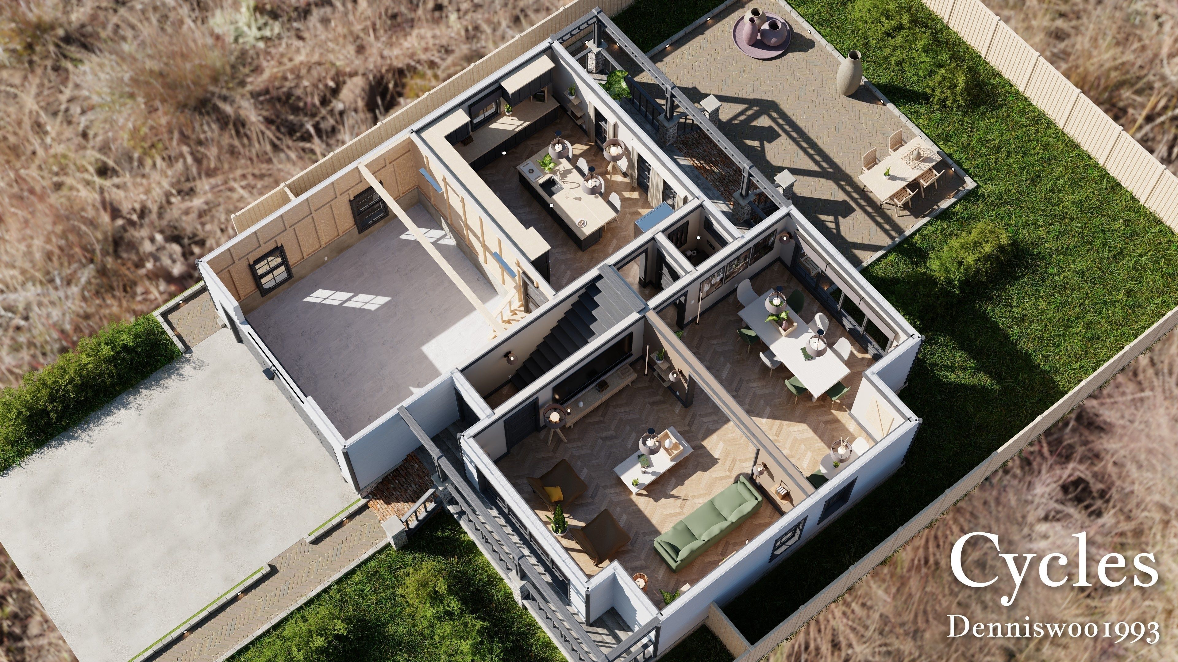 SHC Modular Classic Style American House 10 Low-poly 3D model_5