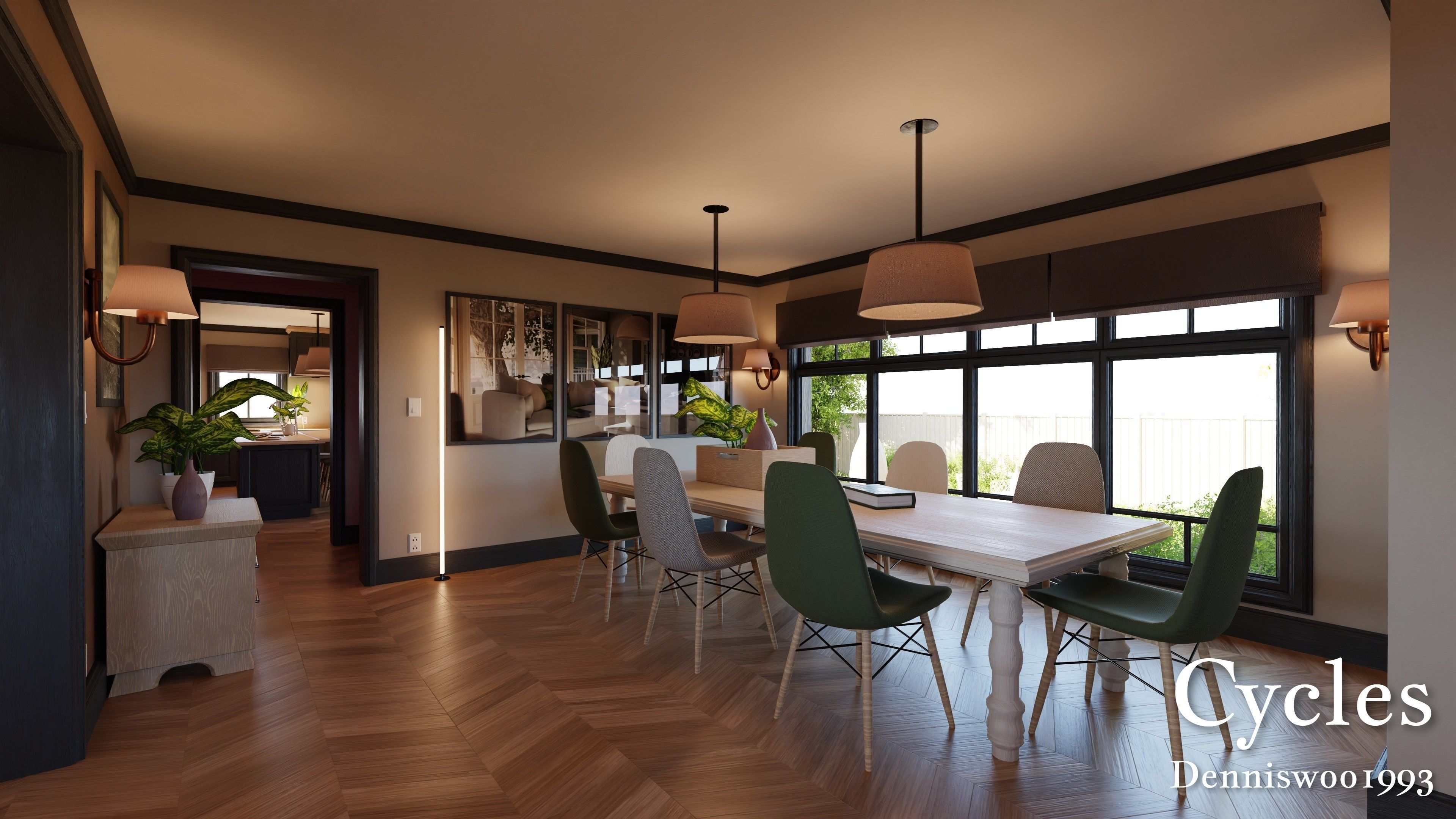 SHC Modular Classic Style American House 10 Low-poly 3D model_9