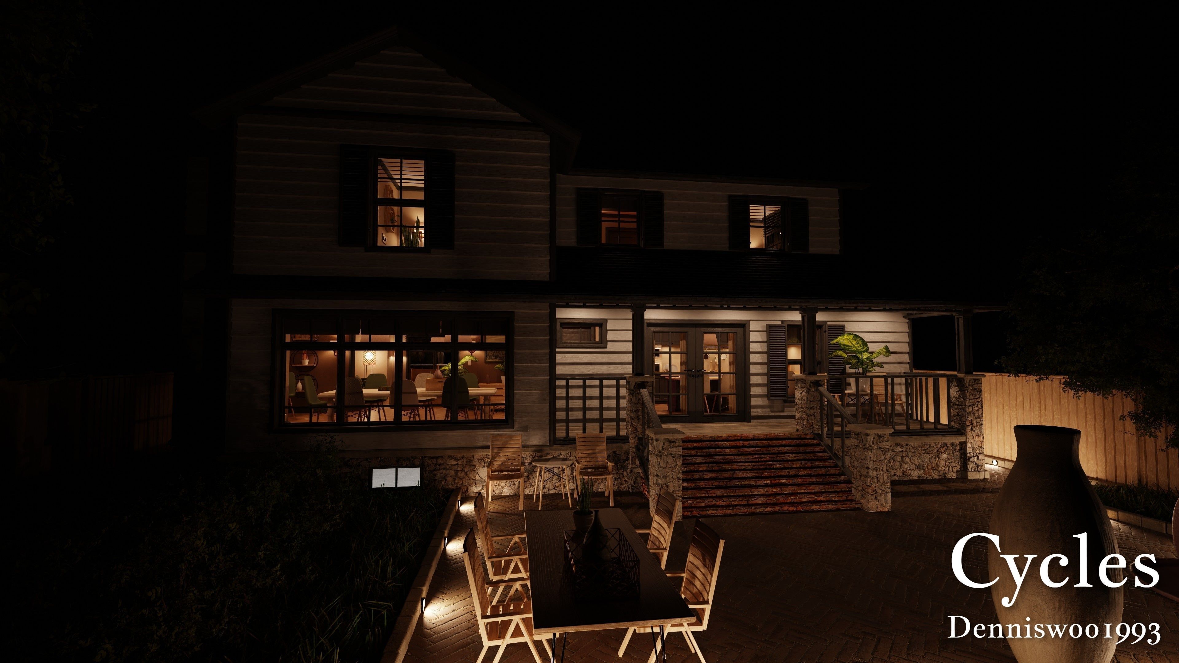 SHC Modular Classic Style American House 10 Low-poly 3D model_25