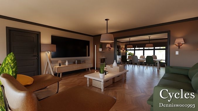 SHC Modular Classic Style American House 10 Low-poly 3D model 2