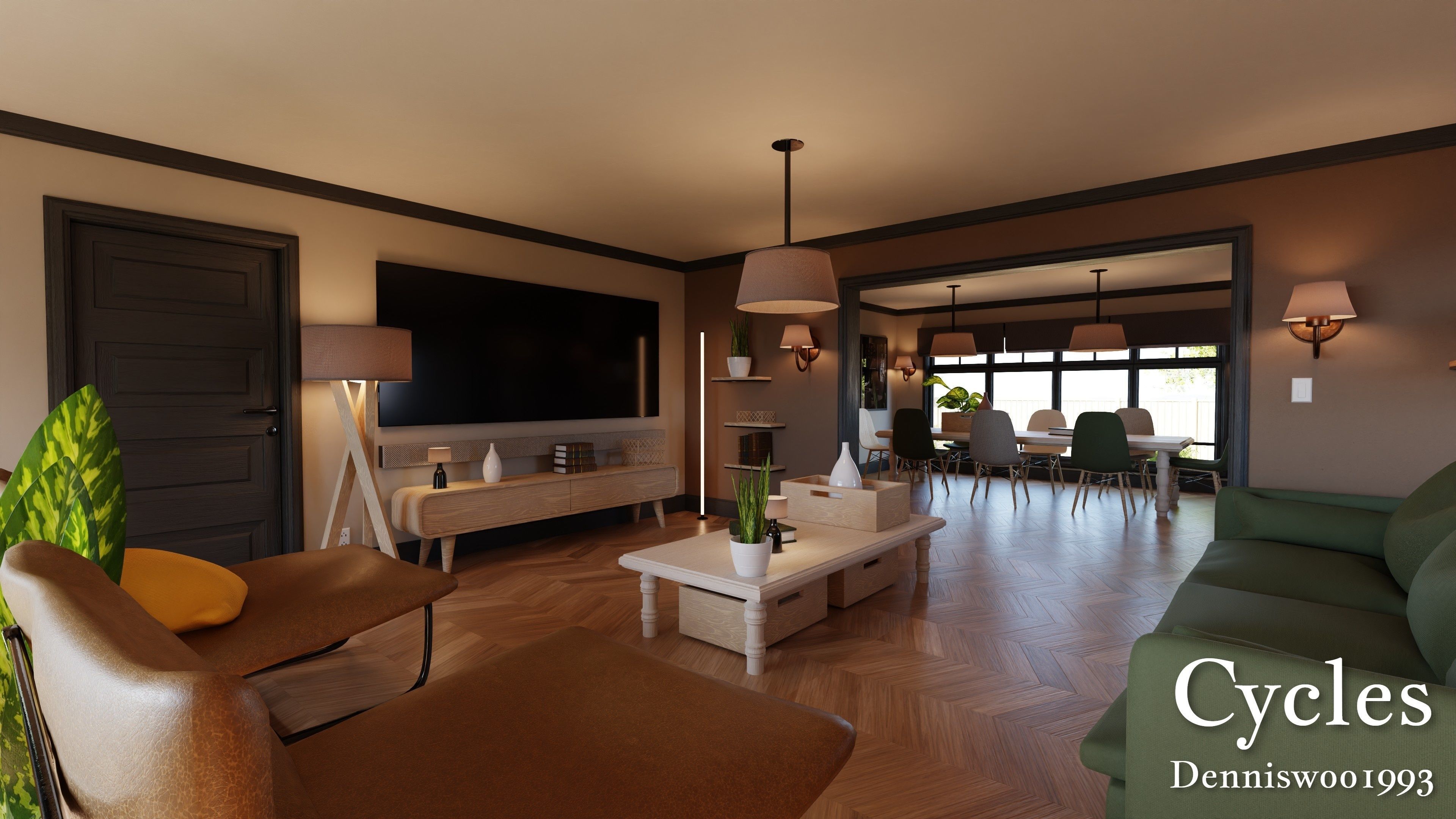 SHC Modular Classic Style American House 10 Low-poly 3D model_2