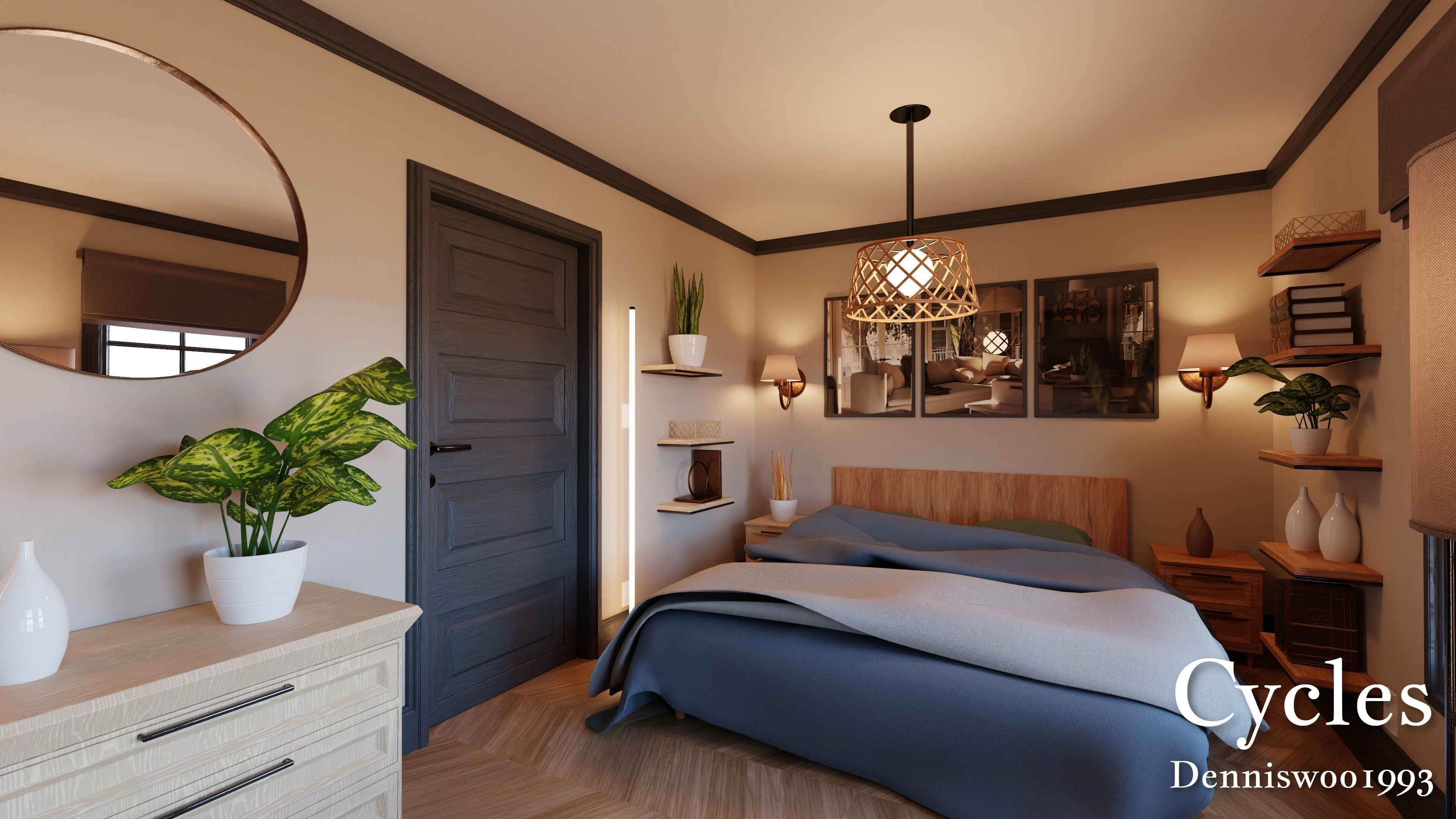 SHC Modular Classic Style American House 10 Low-poly 3D model_12