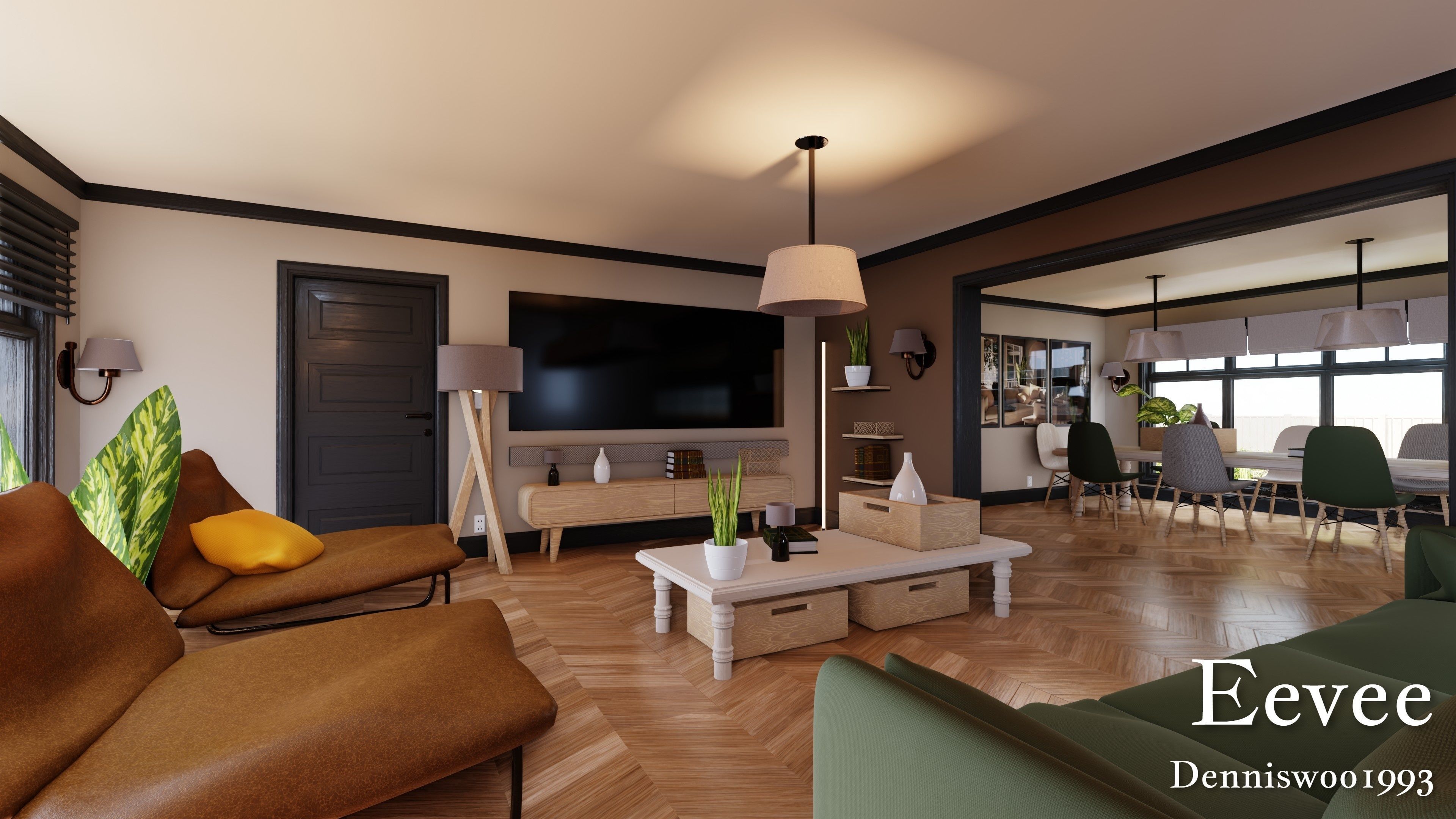 SHC Modular Classic Style American House 10 Low-poly 3D model_30