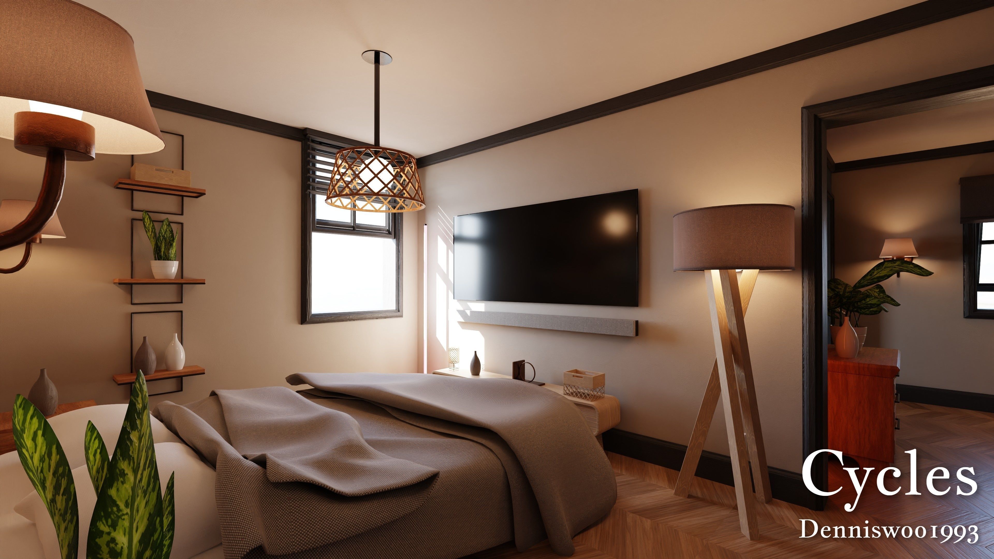 SHC Modular Classic Style American House 10 Low-poly 3D model_14