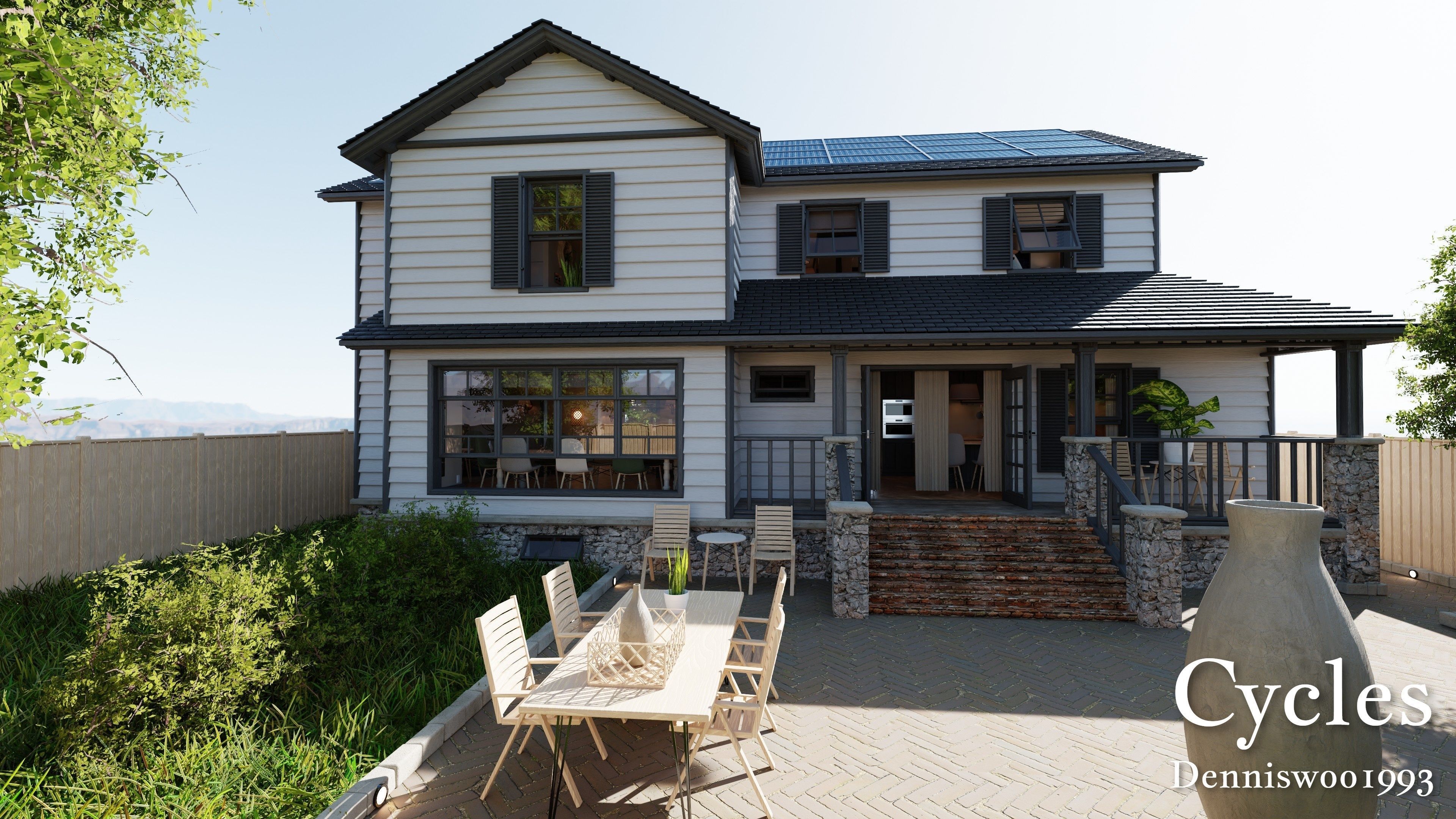 SHC Modular Classic Style American House 10 Low-poly 3D model_11