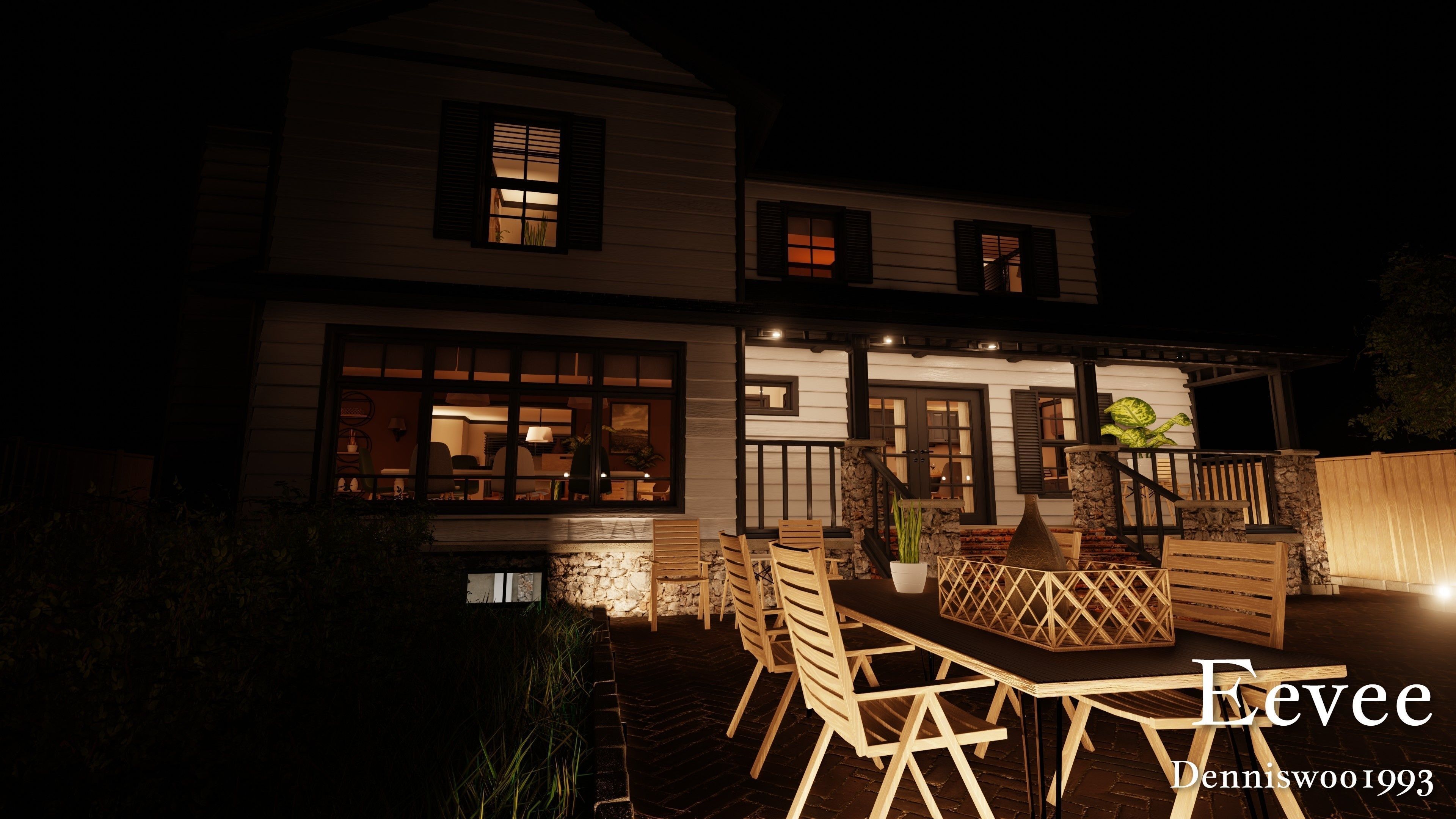 SHC Modular Classic Style American House 10 Low-poly 3D model_45