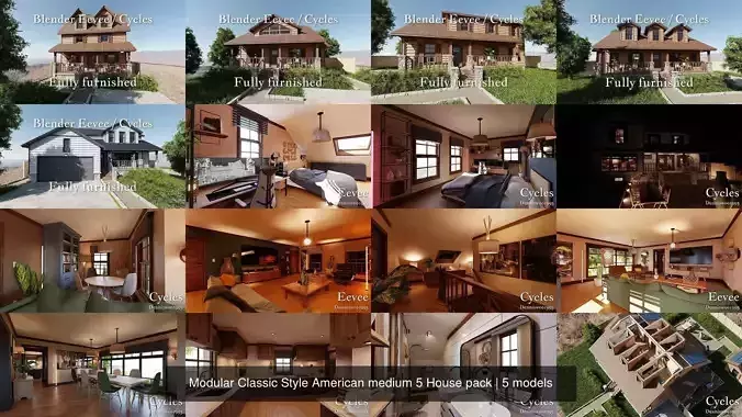 Modular Classic Style American medium 5 House pack