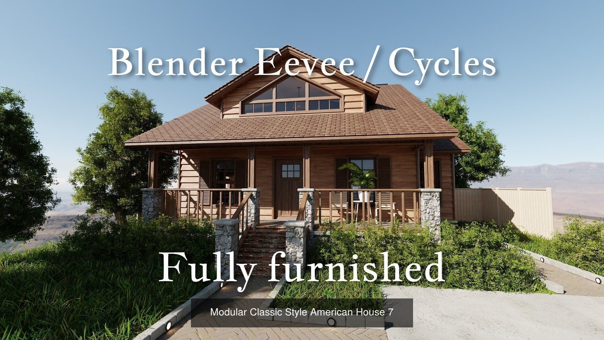 Modular Classic Style American medium 5 House pack 3D Model Collection_8