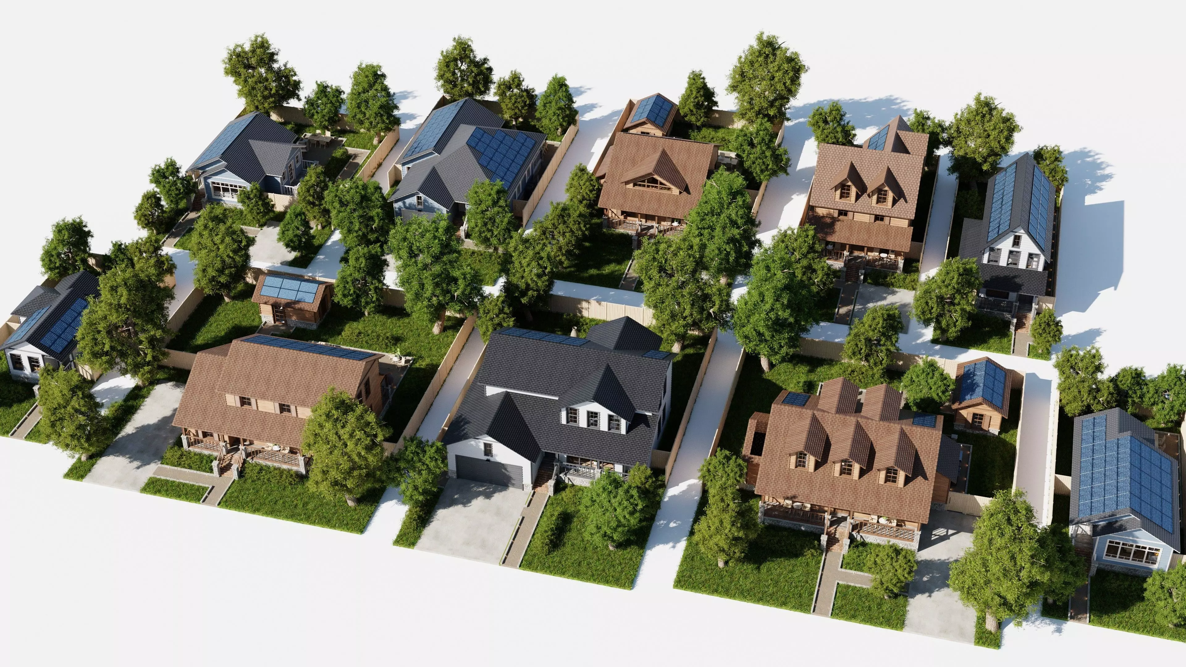 Modular Classic Style American medium 10 House pack 3D Model Collection_0