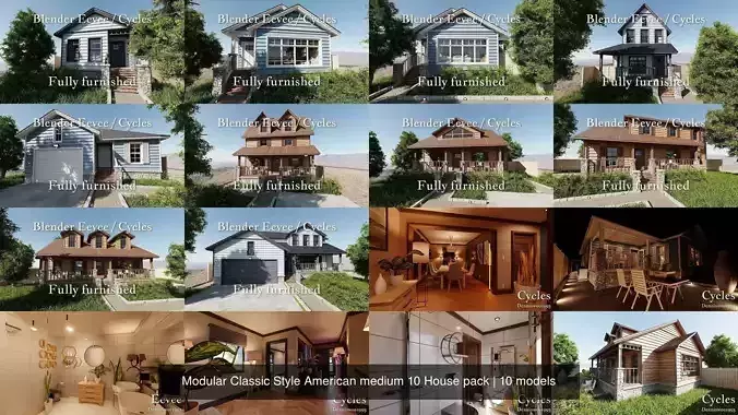 Modular Classic Style American medium 10 House pack