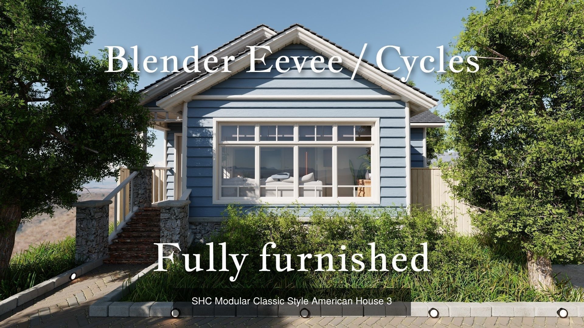 Modular Classic Style American medium 10 House pack 3D Model Collection_14