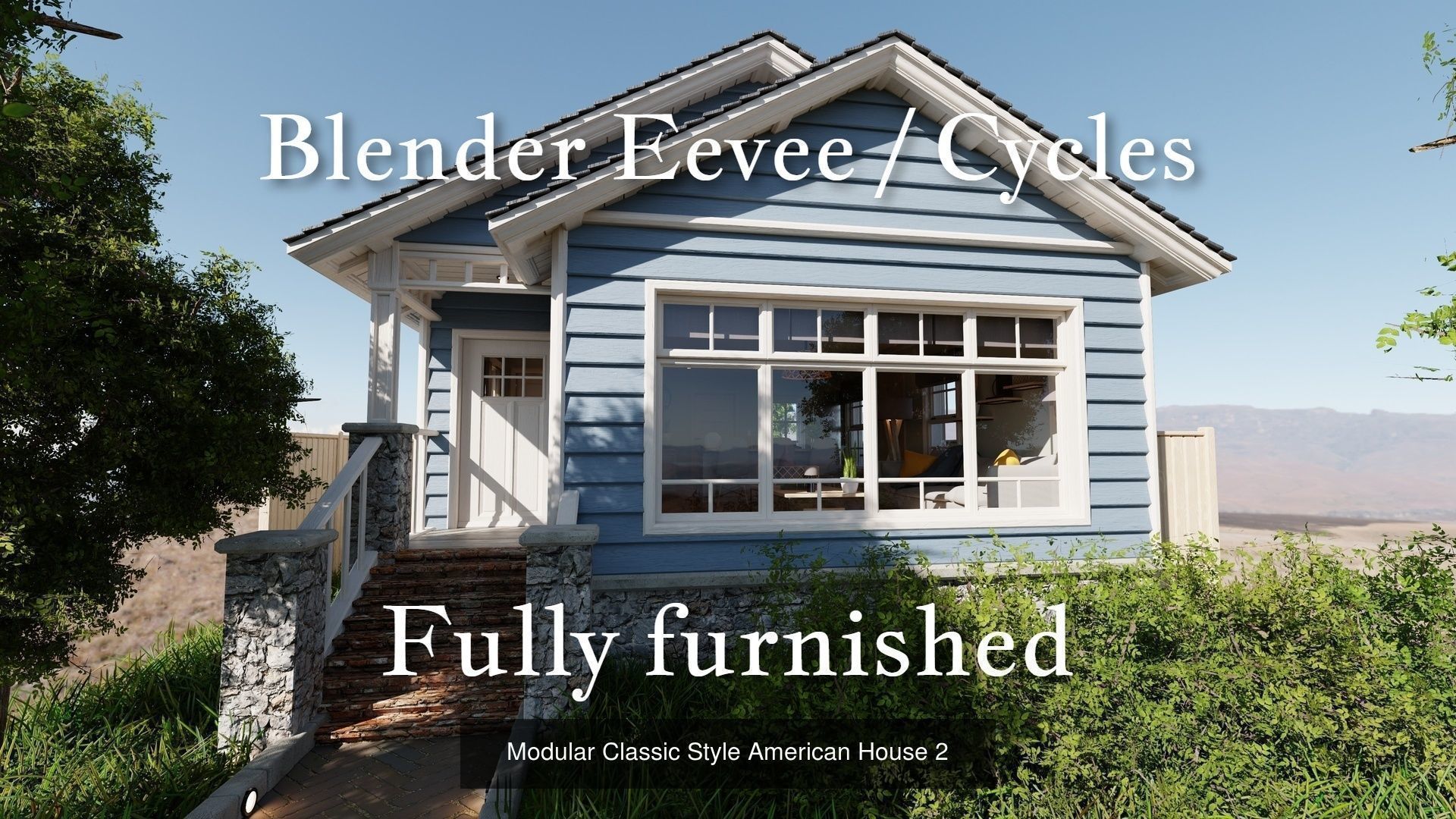 Modular Classic Style American medium 10 House pack 3D Model Collection_13