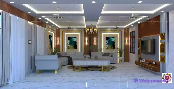 Luxury Living Room 3D Interior Design