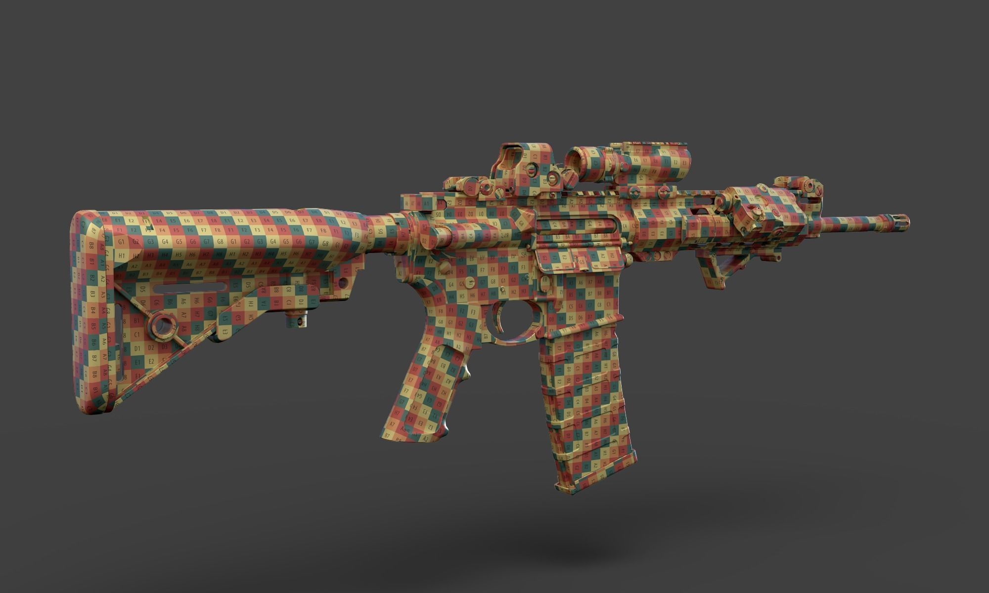 Low Poly Rifle with Parts 3D model_30
