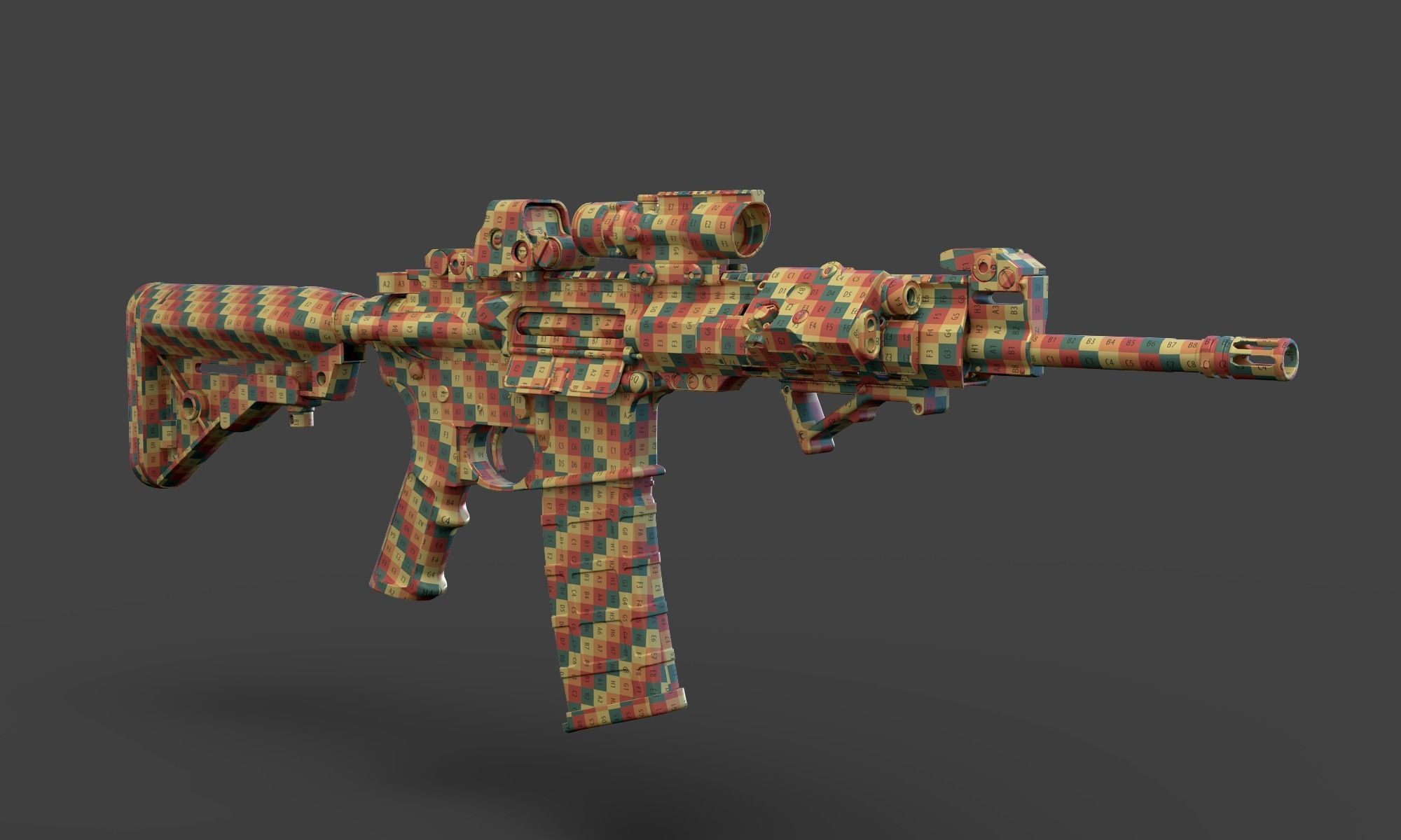 Low Poly Rifle with Parts 3D model_29