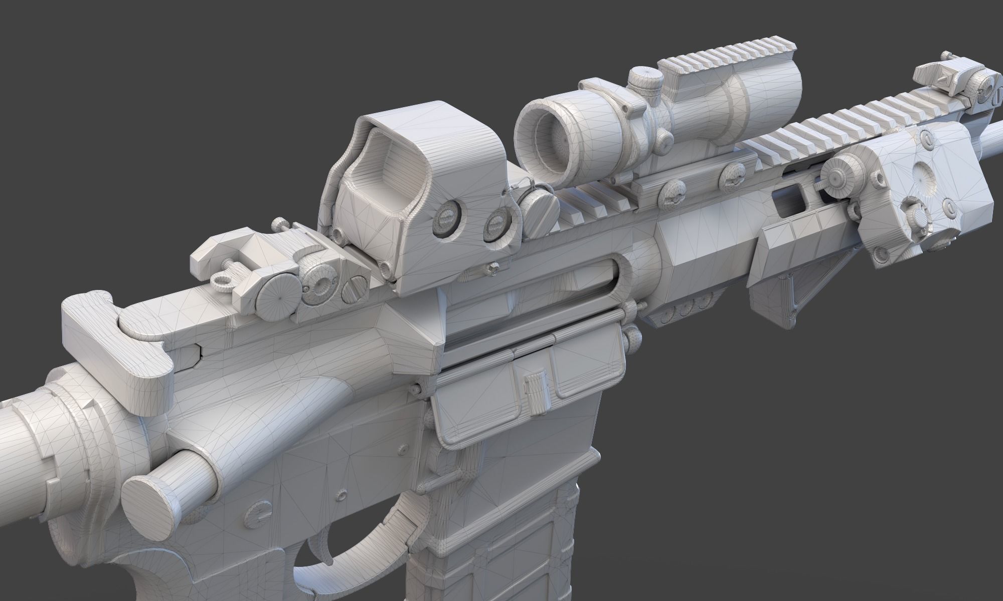 Low Poly Rifle with Parts 3D model_20