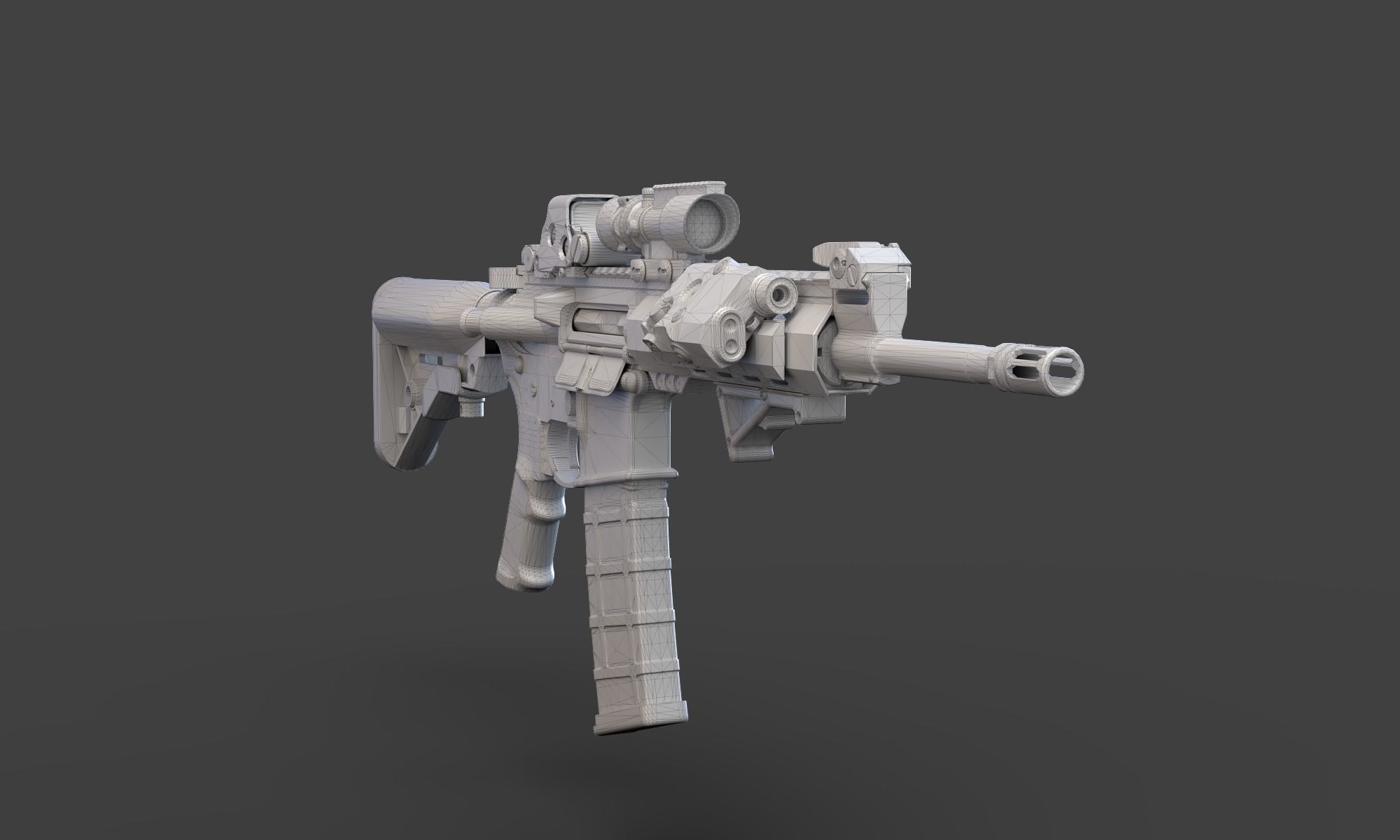 Low Poly Rifle with Parts 3D model_15