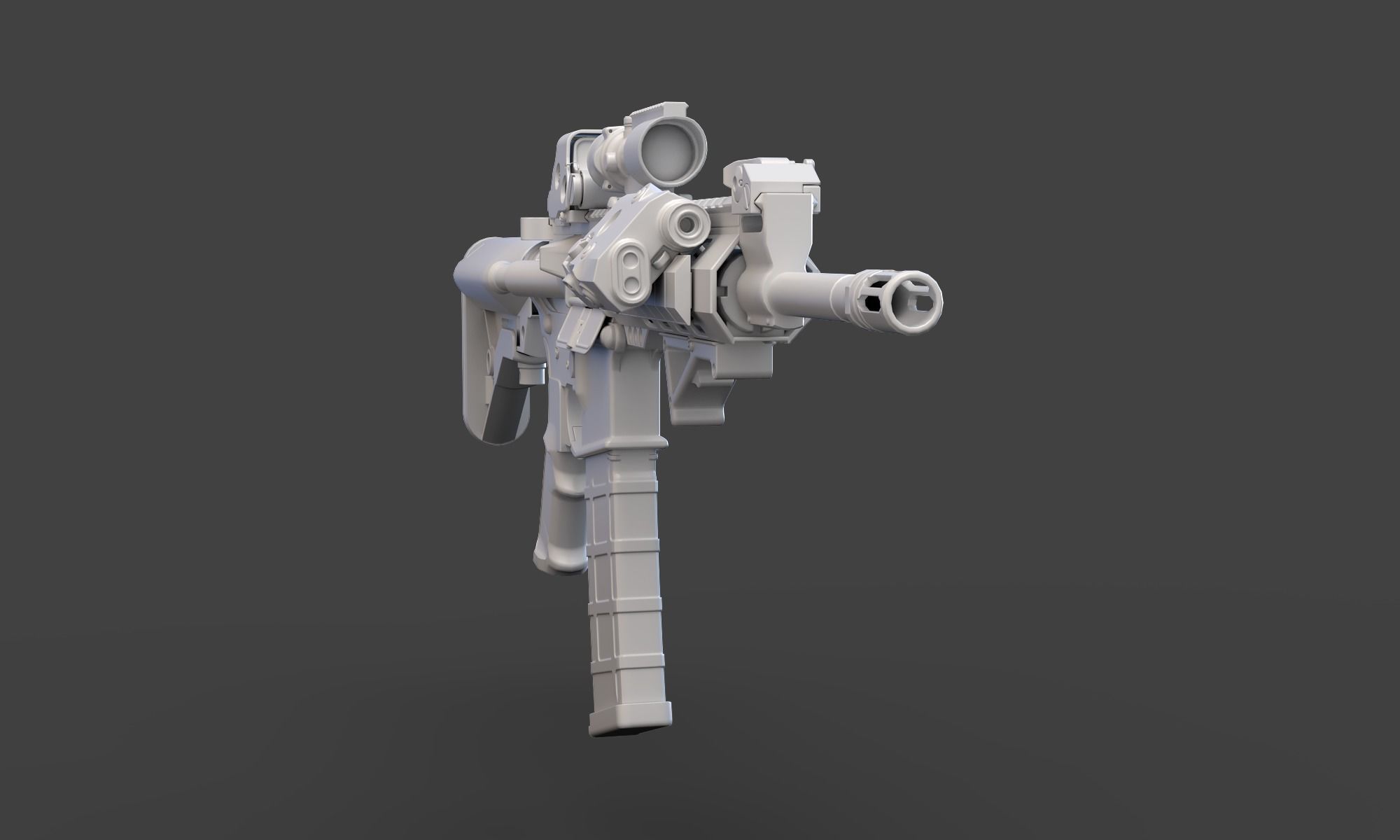 Low Poly Rifle with Parts 3D model_10