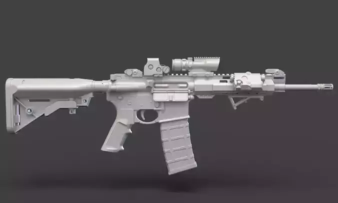 Low Poly Rifle with Parts 3D model