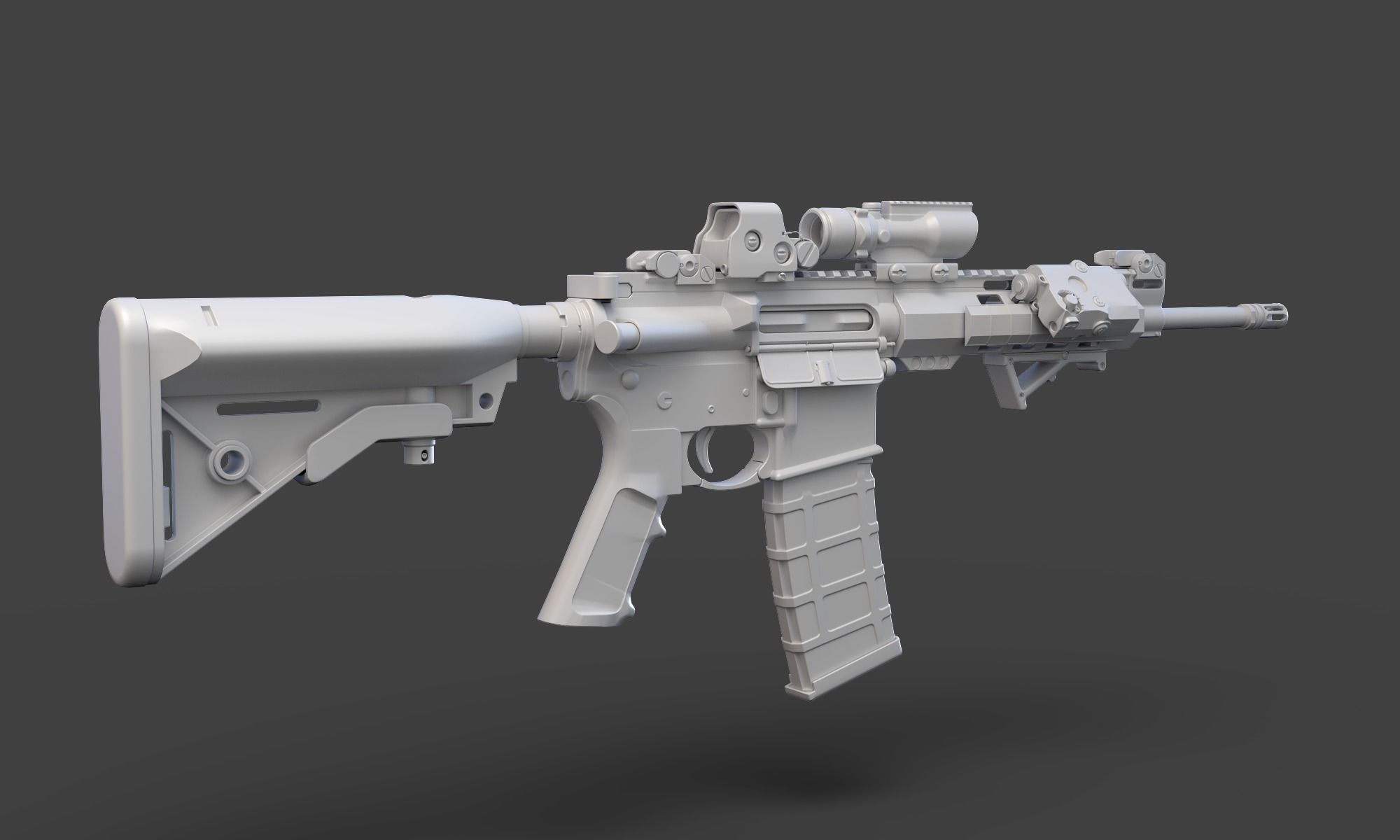 Low Poly Rifle with Parts 3D model_2
