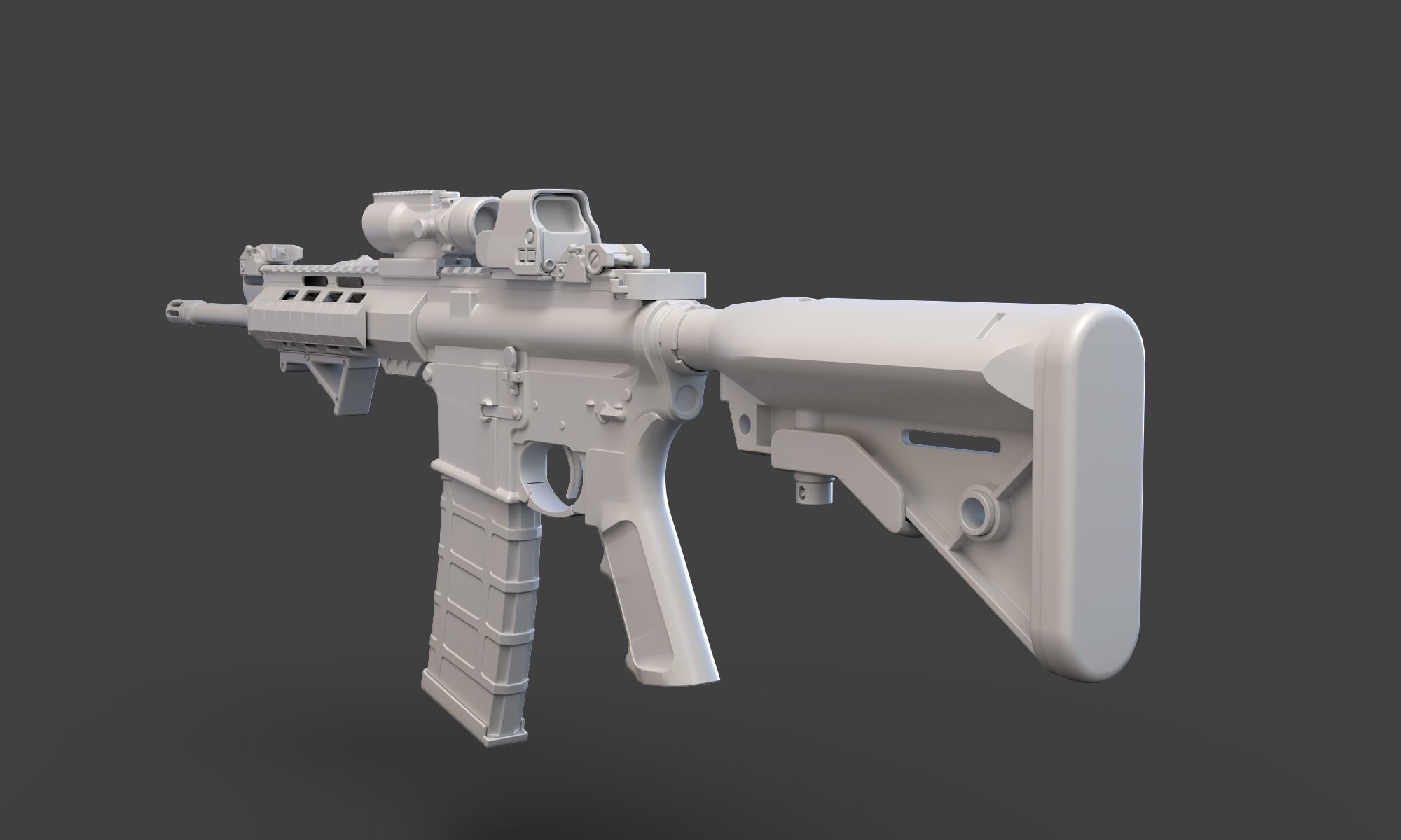 Low Poly Rifle with Parts 3D model_6