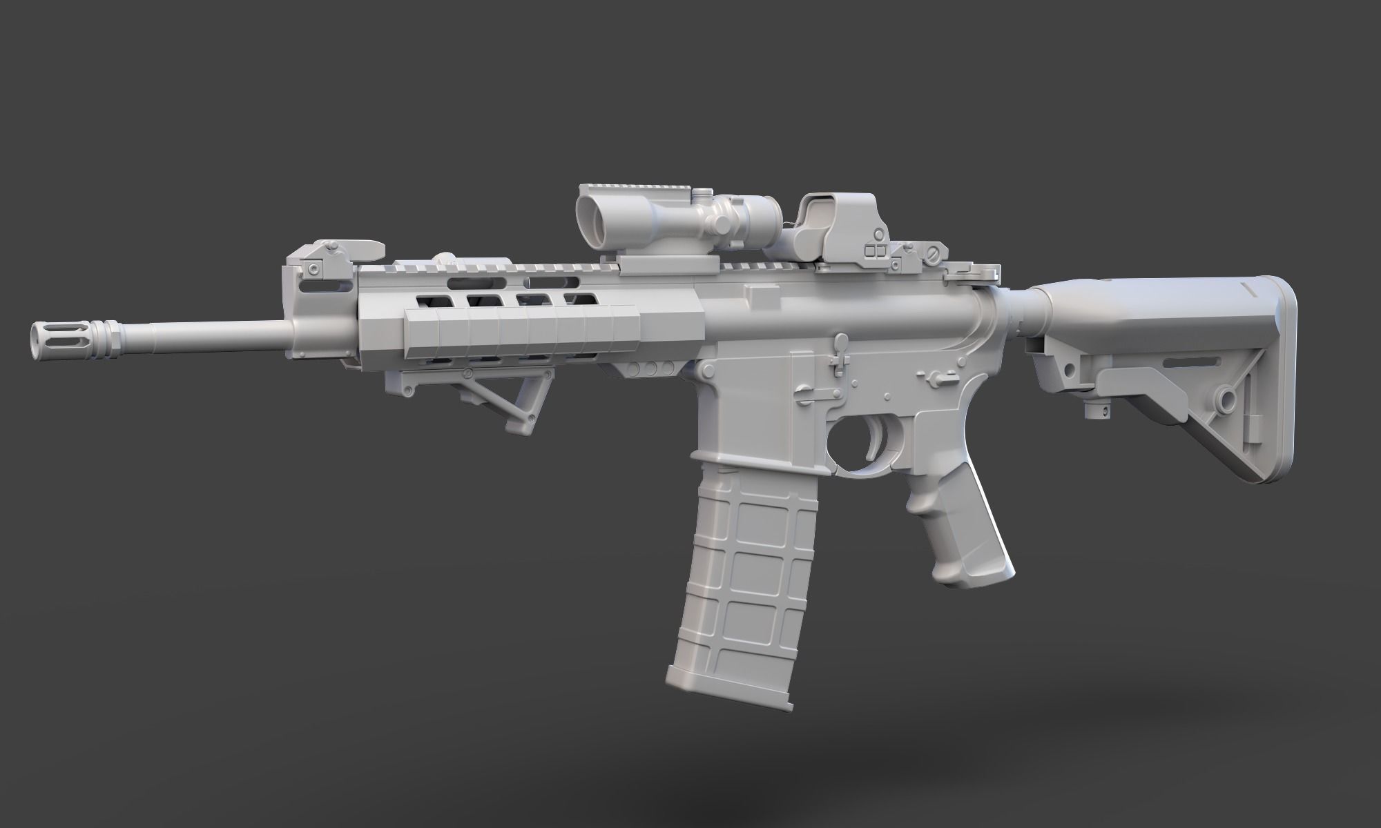 Low Poly Rifle with Parts 3D model_4