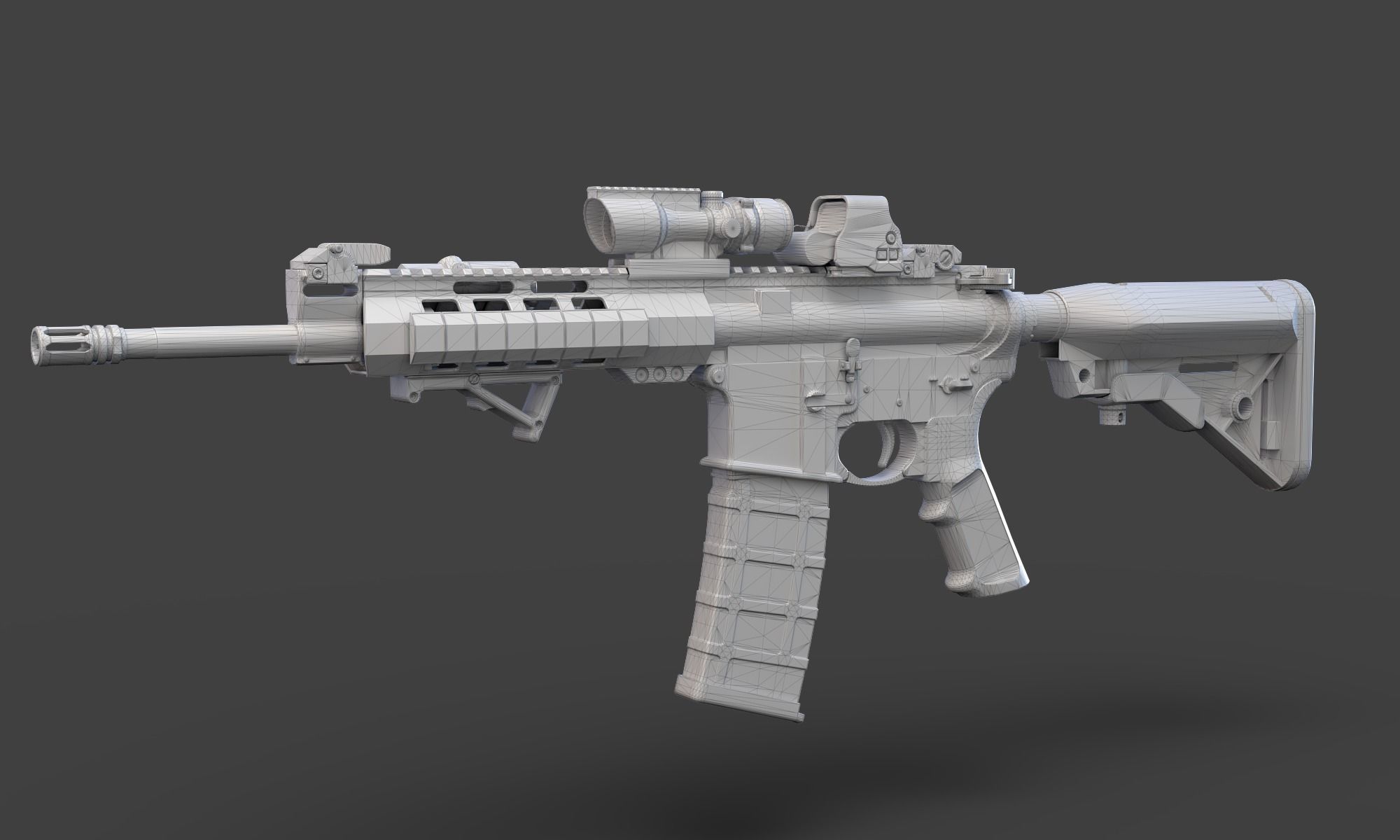 Low Poly Rifle with Parts 3D model_16