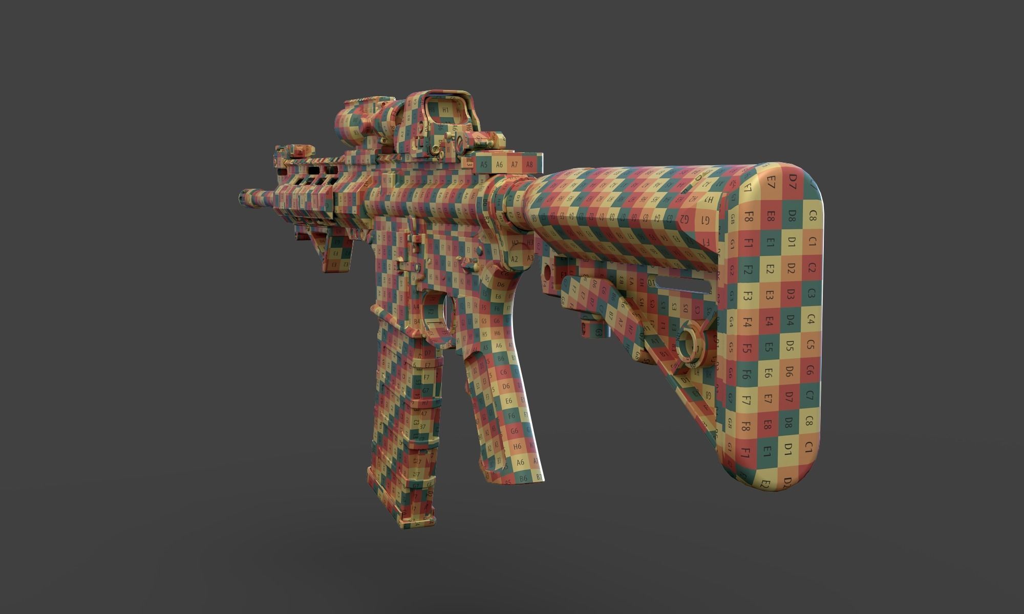 Low Poly Rifle with Parts 3D model_28