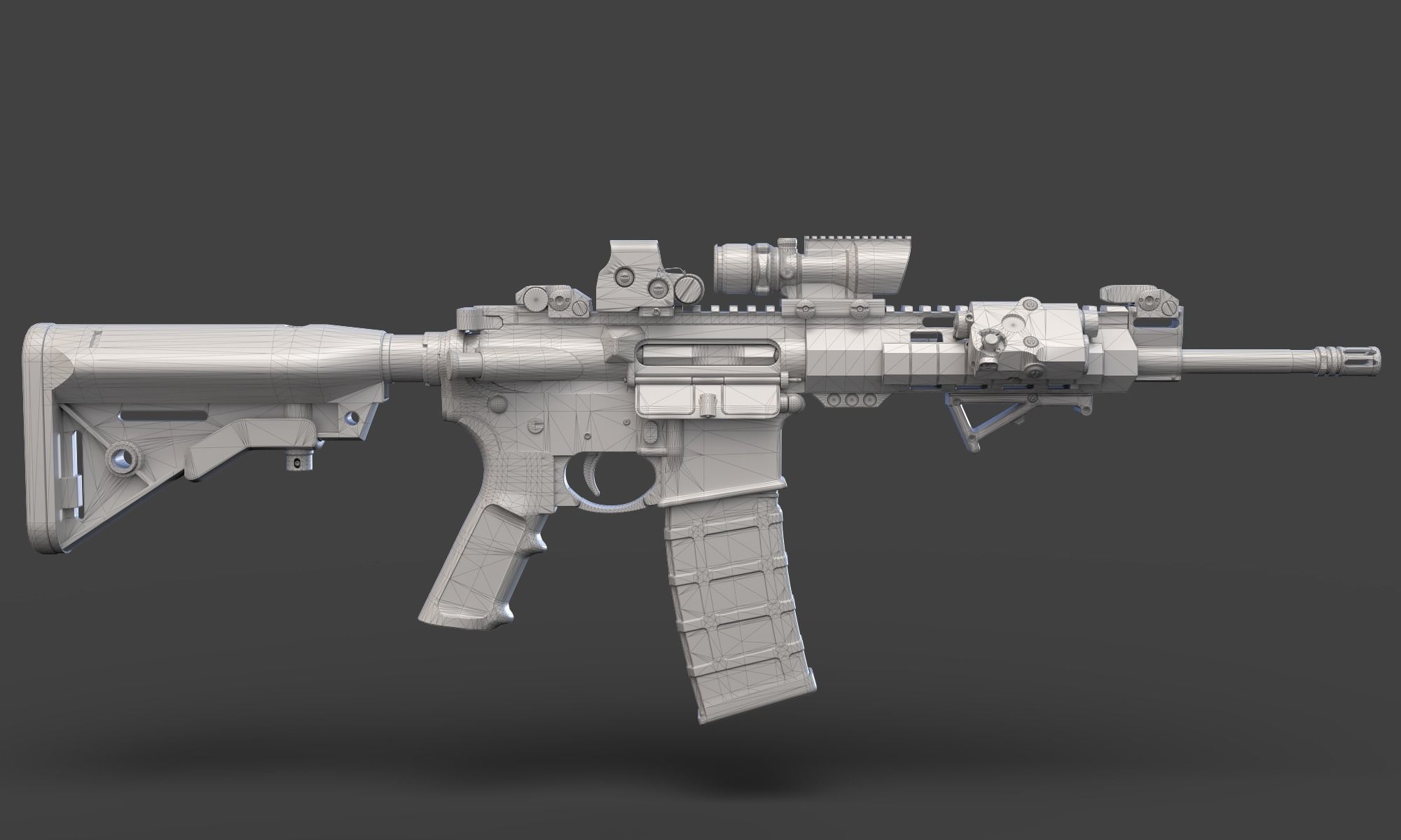 Low Poly Rifle with Parts 3D model_12