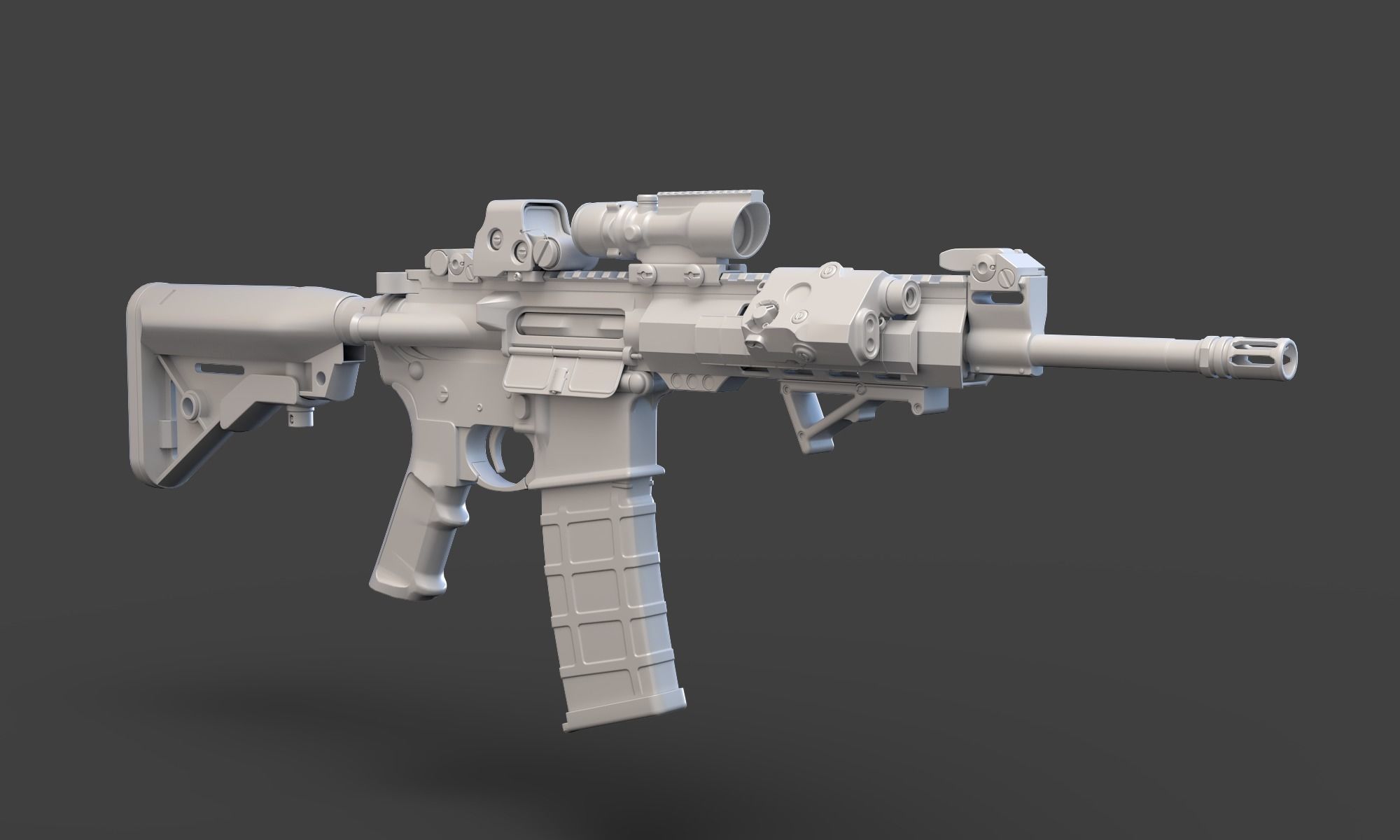 Low Poly Rifle with Parts 3D model_1