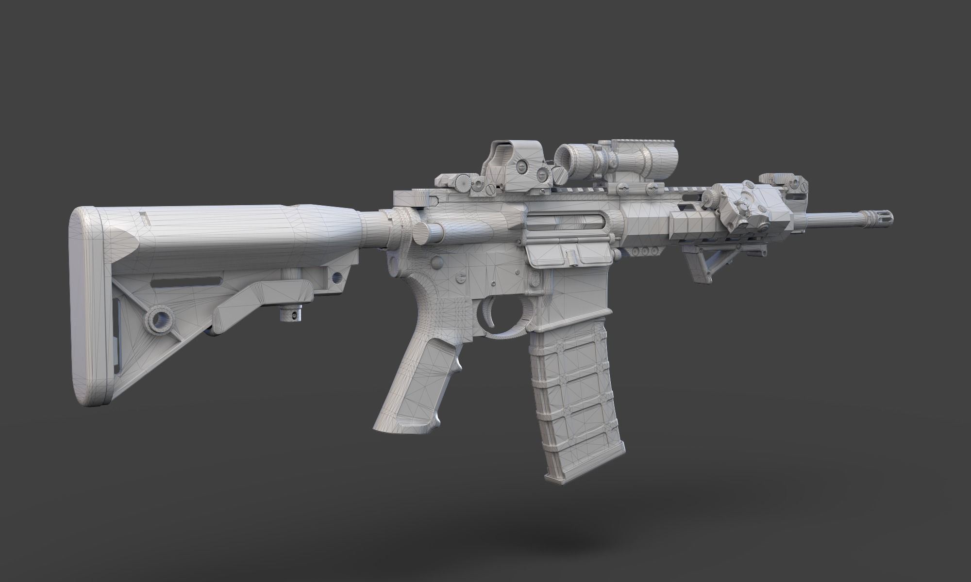 Low Poly Rifle with Parts 3D model_14