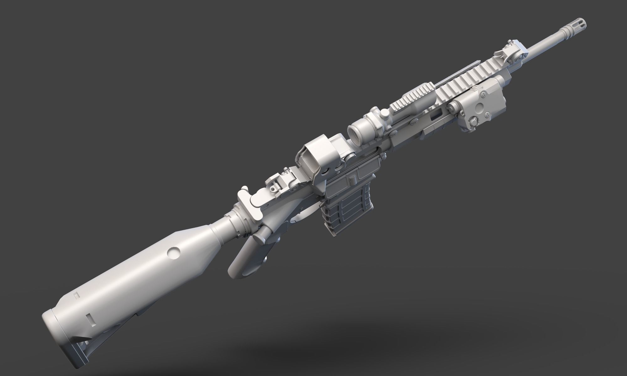 Low Poly Rifle with Parts 3D model_9