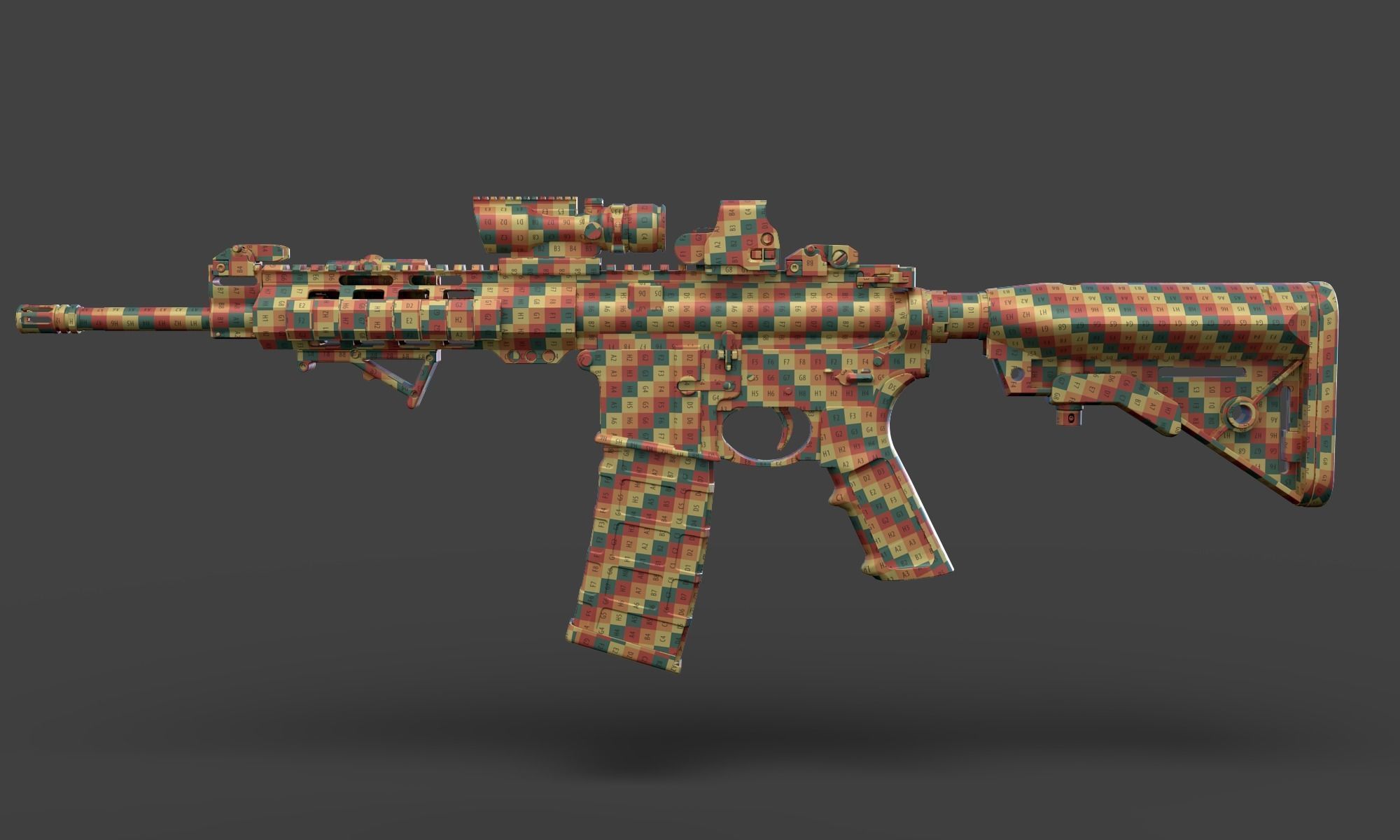 Low Poly Rifle with Parts 3D model_33
