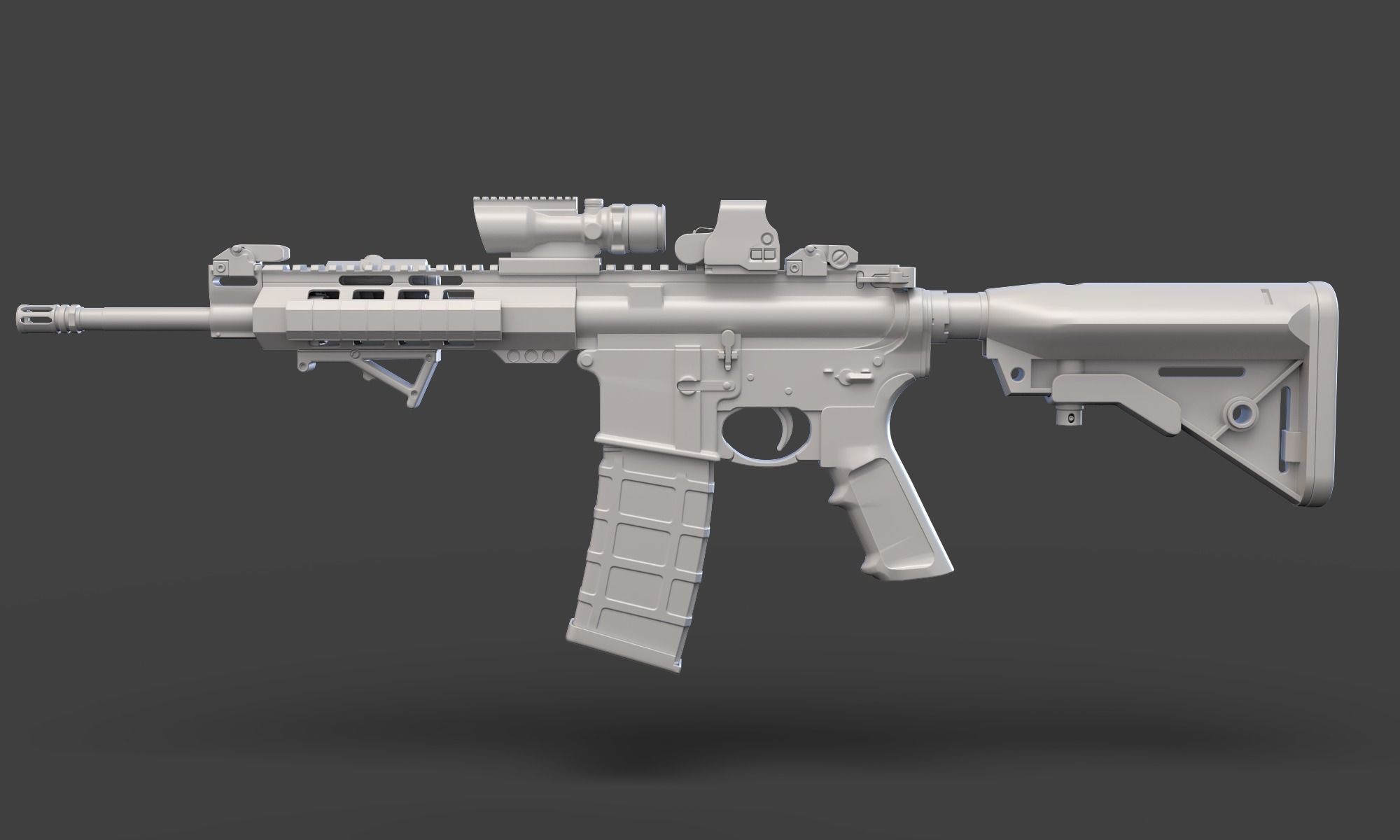 Low Poly Rifle with Parts 3D model_5
