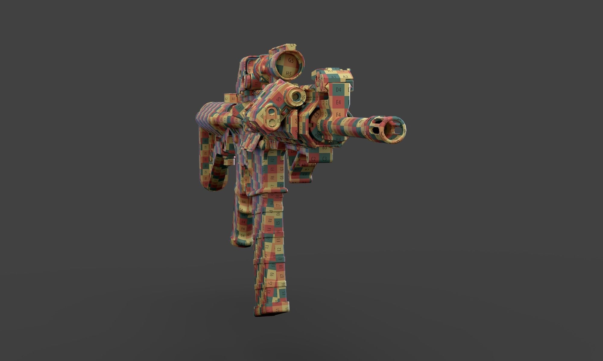 Low Poly Rifle with Parts 3D model_27