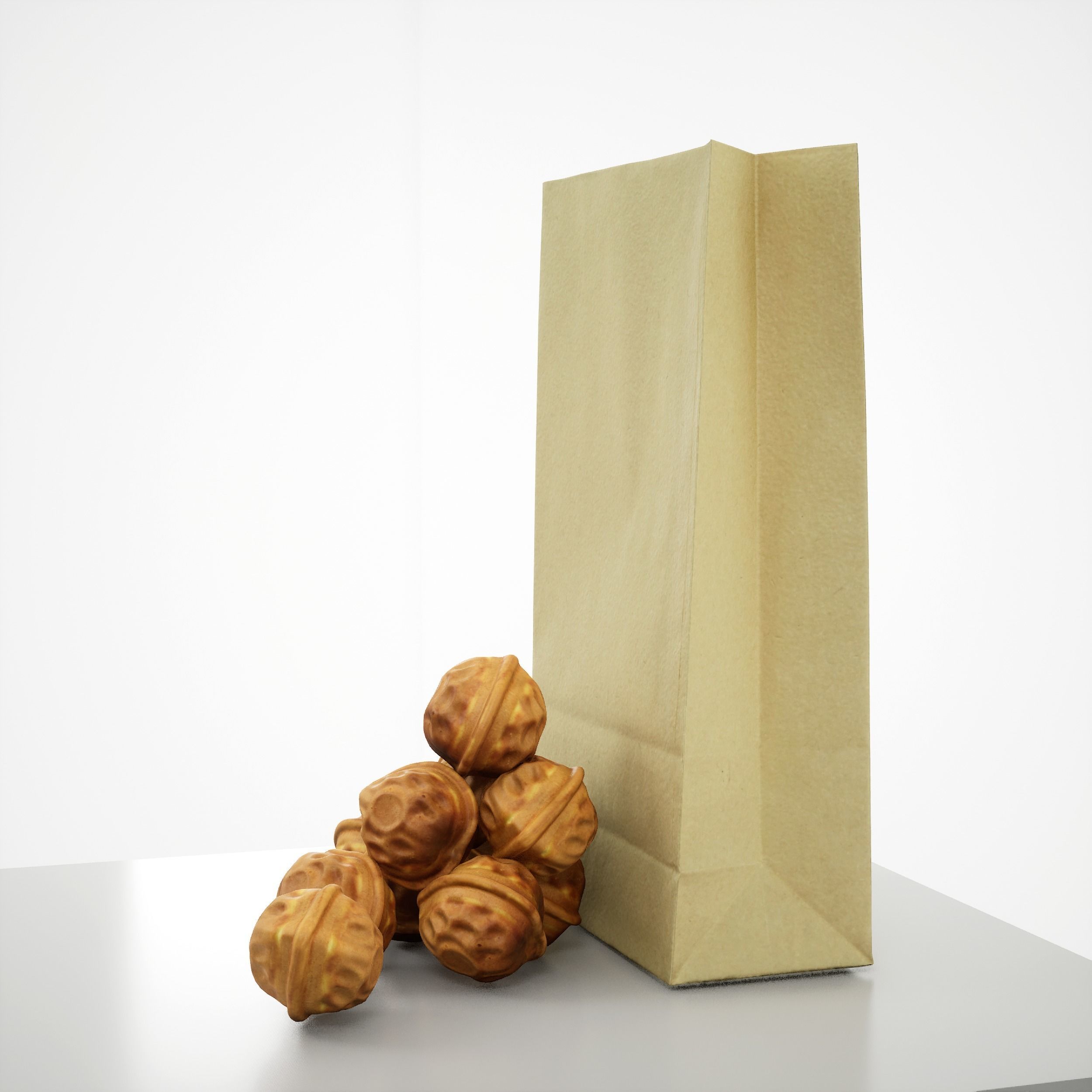 Game-Ready Korean Walnut Bread Low-poly 3D model_2