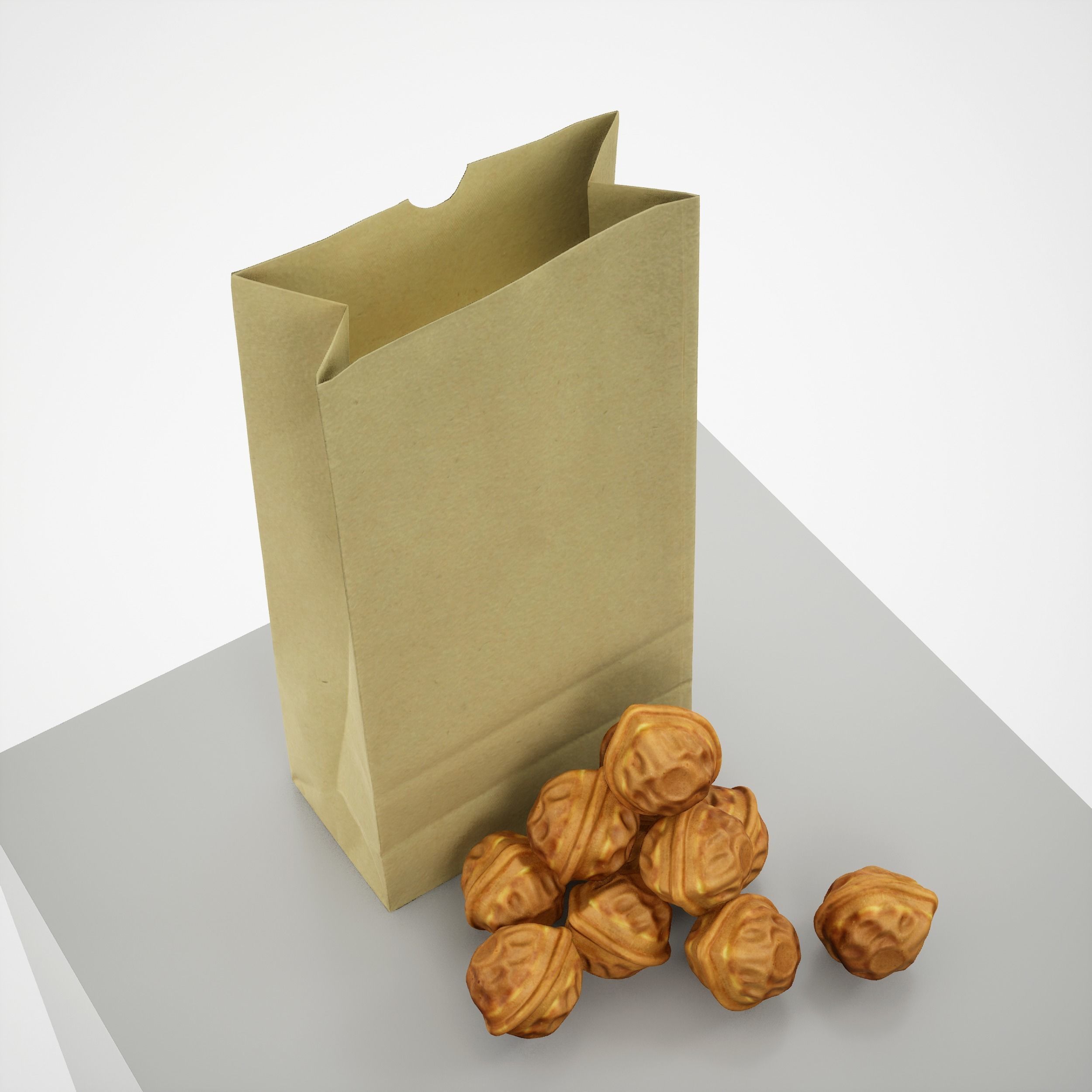 Game-Ready Korean Walnut Bread Low-poly 3D model_3