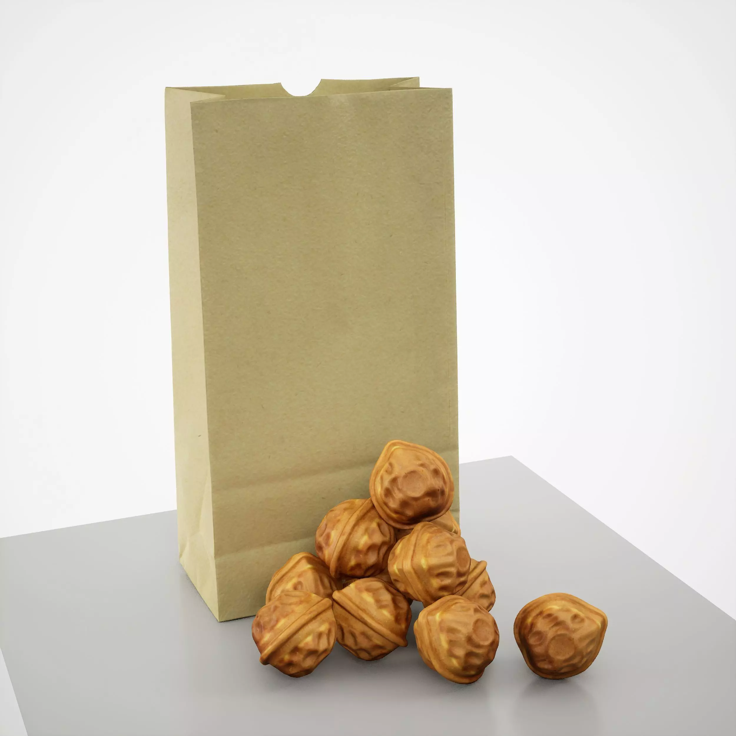 Game-Ready Korean Walnut Bread Low-poly 3D model_0