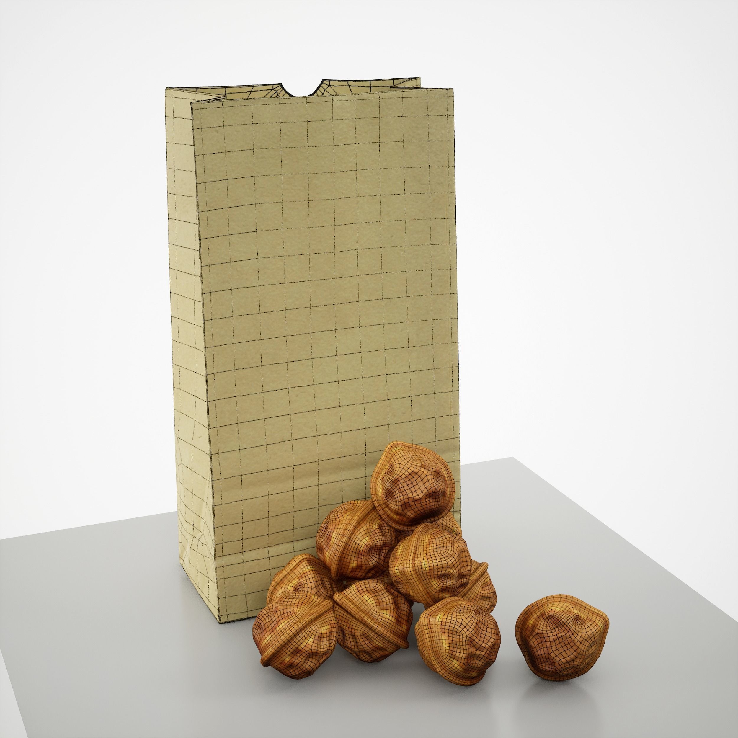 Game-Ready Korean Walnut Bread Low-poly 3D model_5